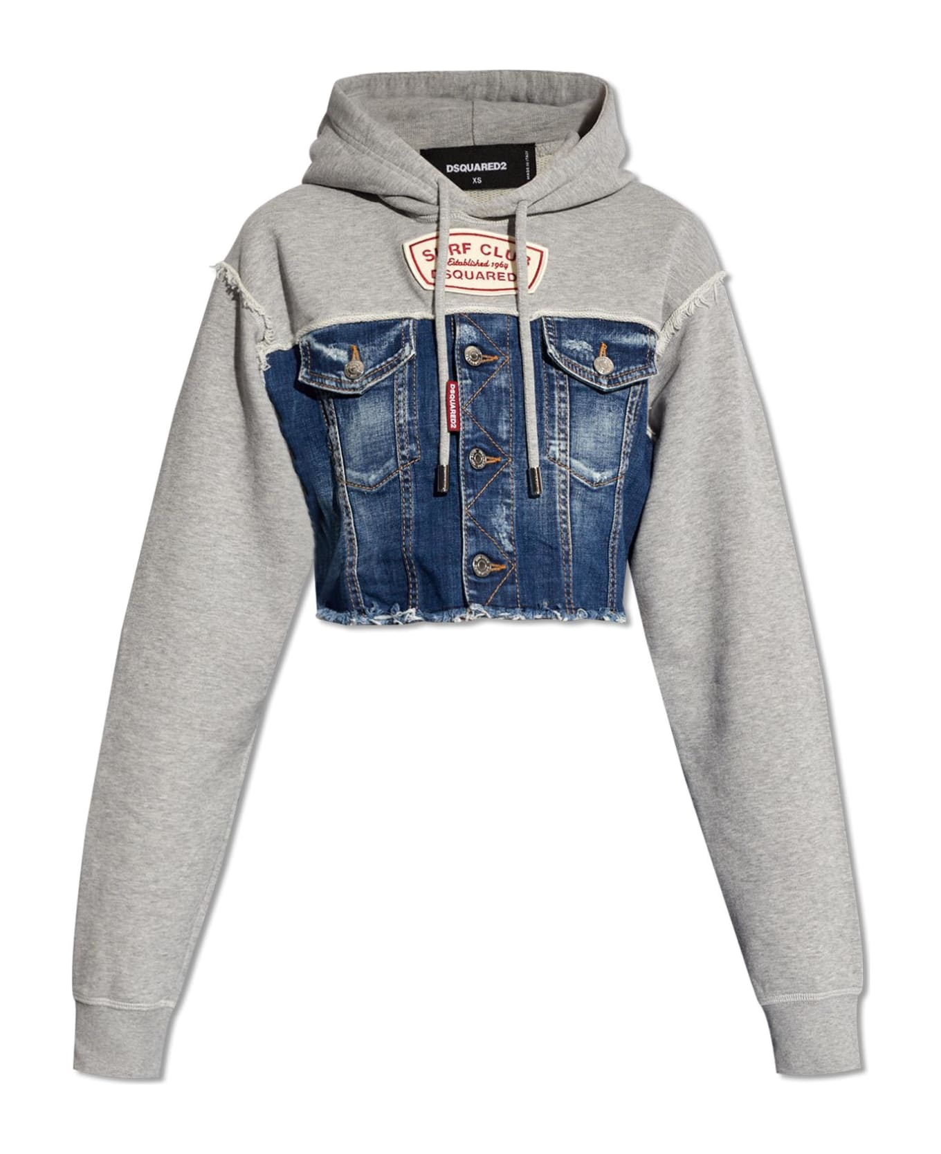 Dsquared2 Panelled Hoodie - BLUE/GREY