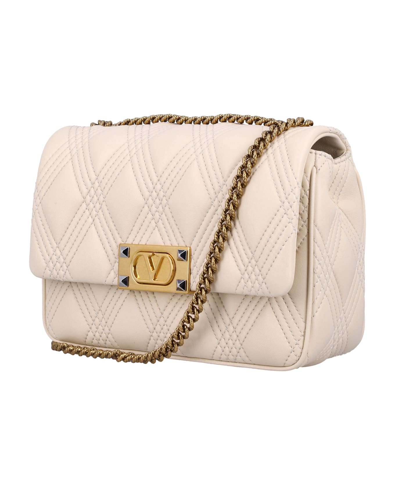 Valentino Garavani Quiltie 67 Medium Shoulder Bag - BUTTERWHITE