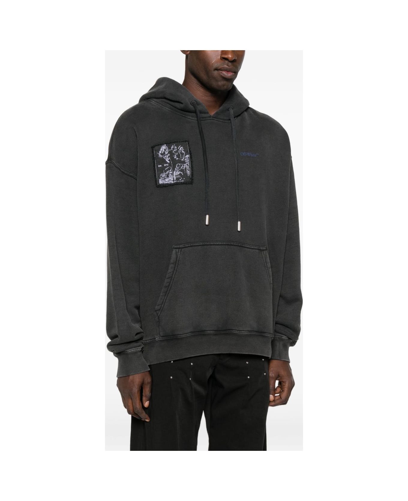 Off-White Faded Painting Skate Cotton Hoodie - Black