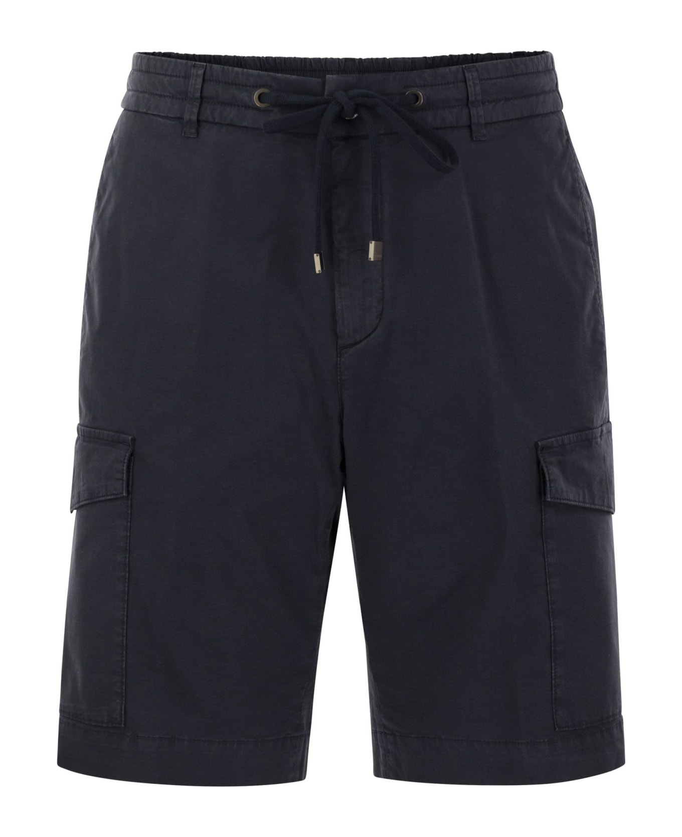 Peserico Lightweight Cotton Lyocell Canvas Jogger Bermuda Shorts - Blue ショートパンツ