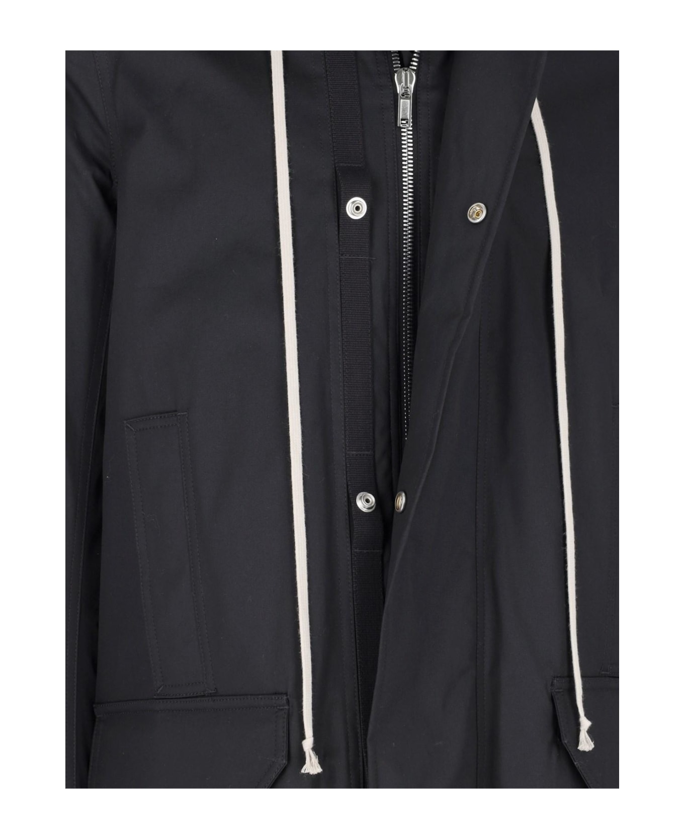 Rick Owens Maxi Hooded Parka - BLACK