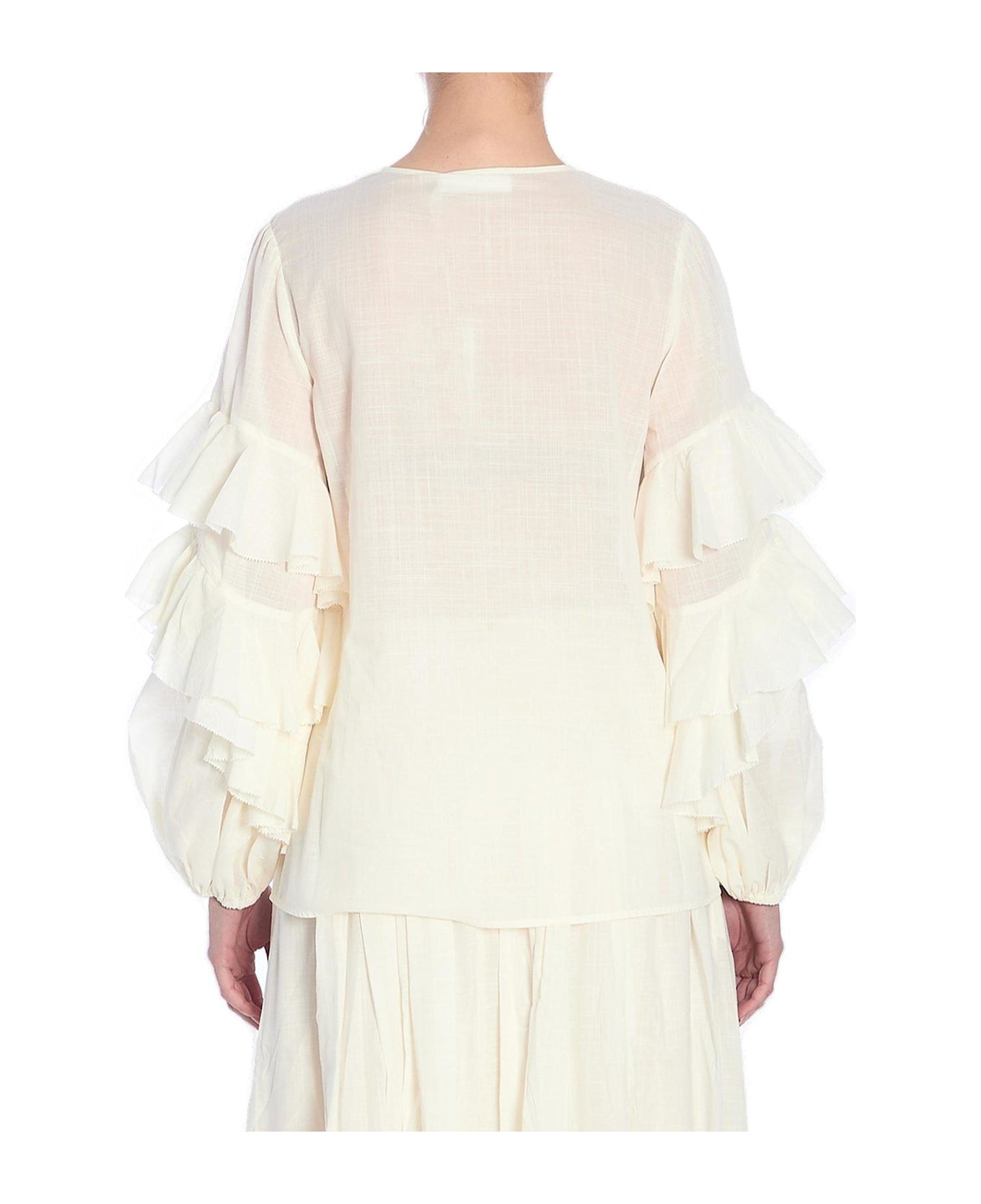 Zimmermann Ruffled Puff-sleeved Blouse - WHITE