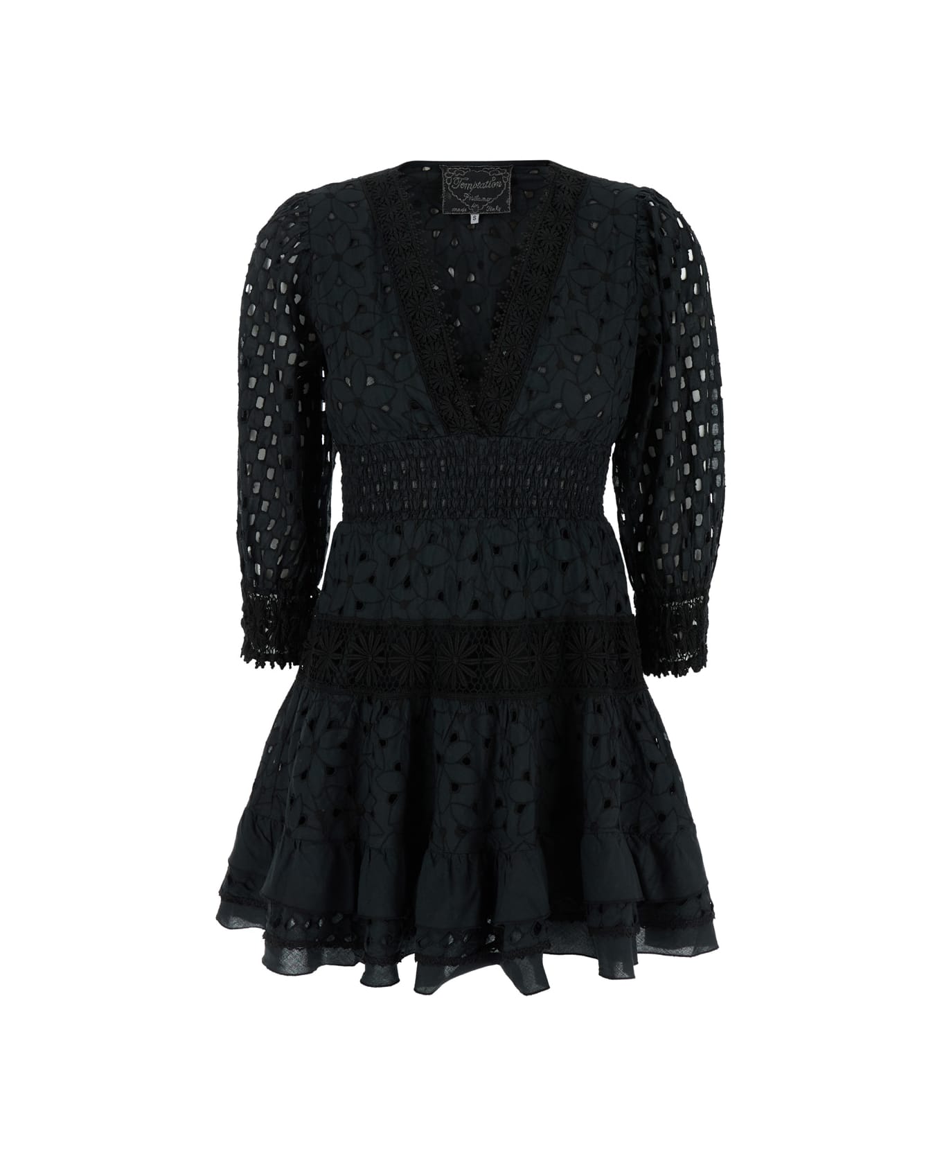 Temptation Positano Embroidered Dress - Black