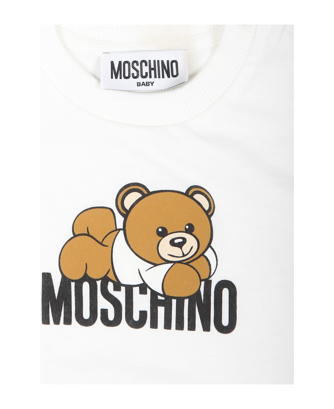 Moschino Ivory T-shirt For Babykids With Teddy Bear - Ivory