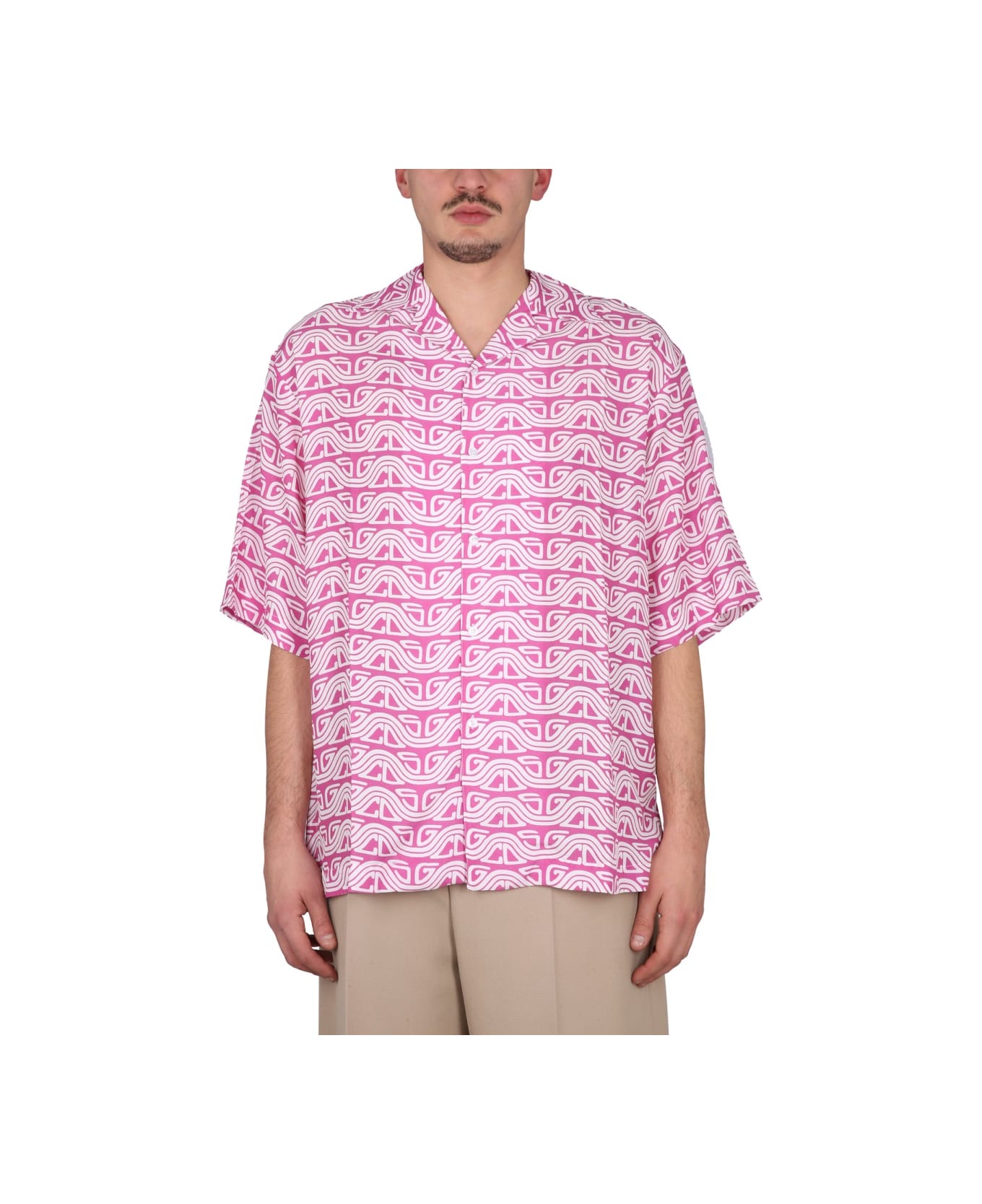 GCDS Monogram Waved Shirt - FUCHSIA