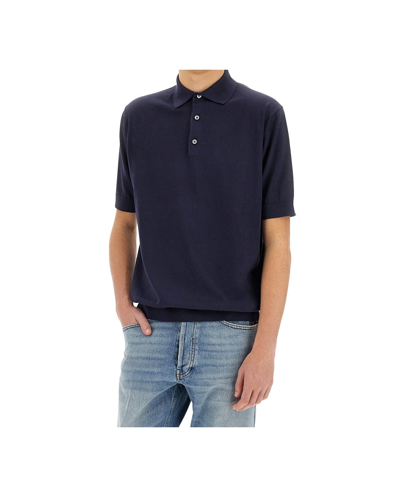 Lardini Knitted Polo. - Blu