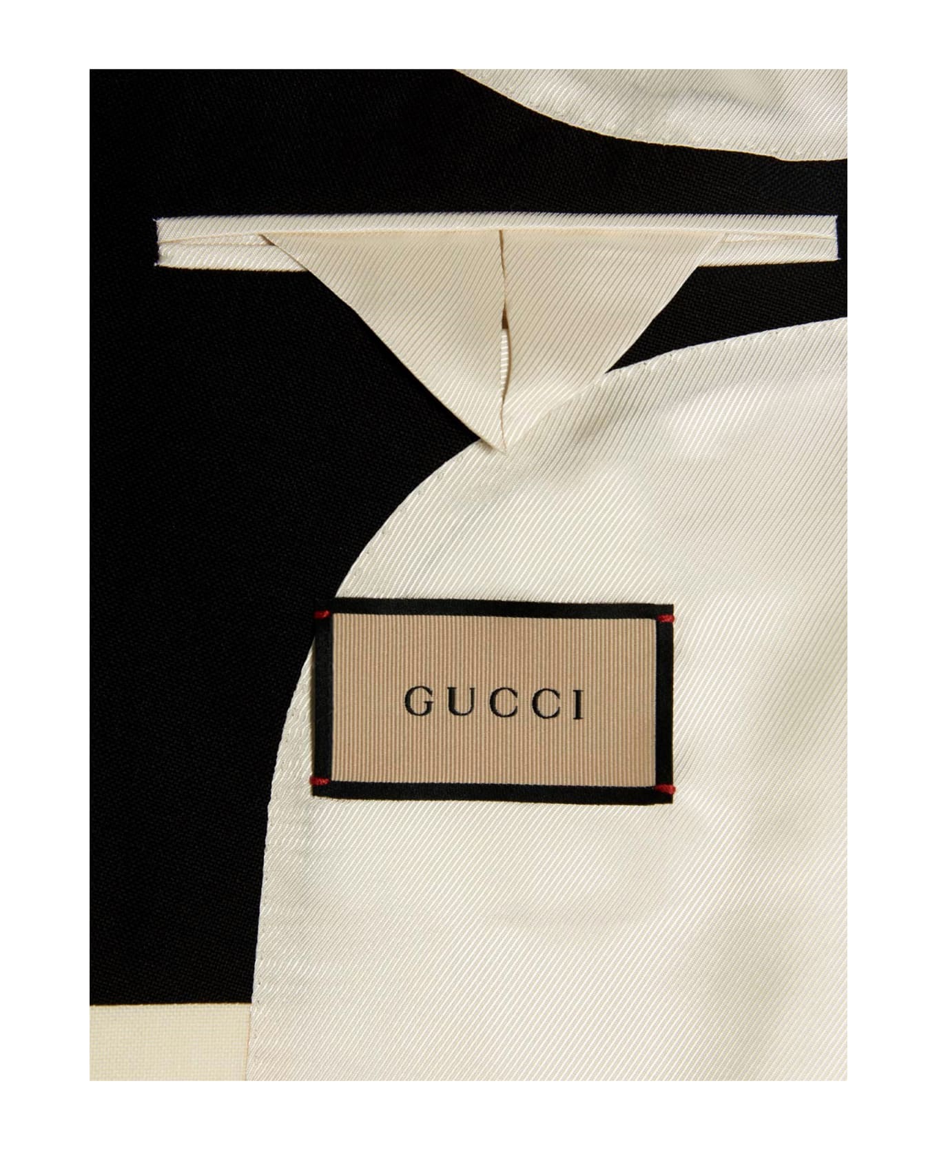 Gucci Mohair Wool Double Breast Blazer Jacket - White/Black