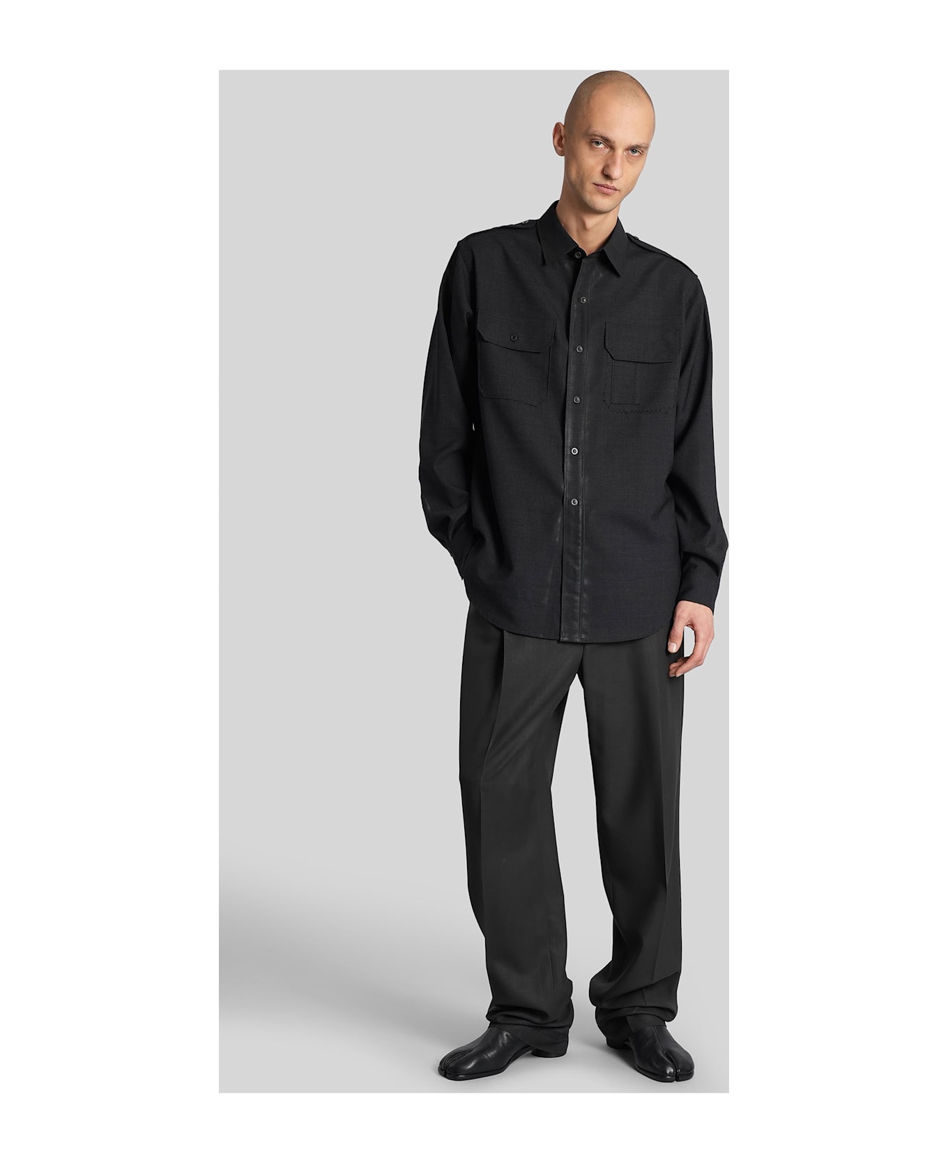 Maison Margiela Shirt In Black Wool - black