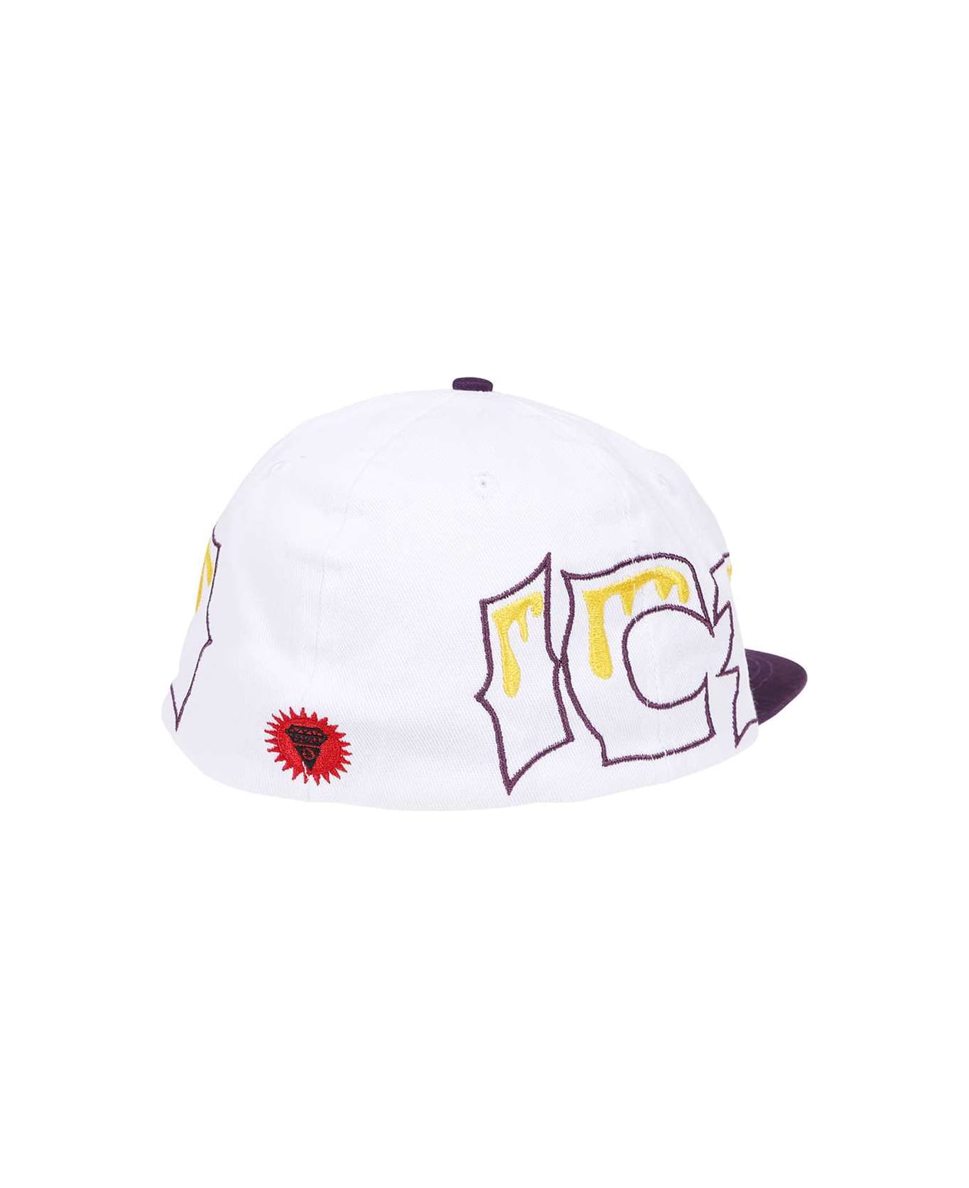 Icecream Baseball Hat With Flat Visor - White