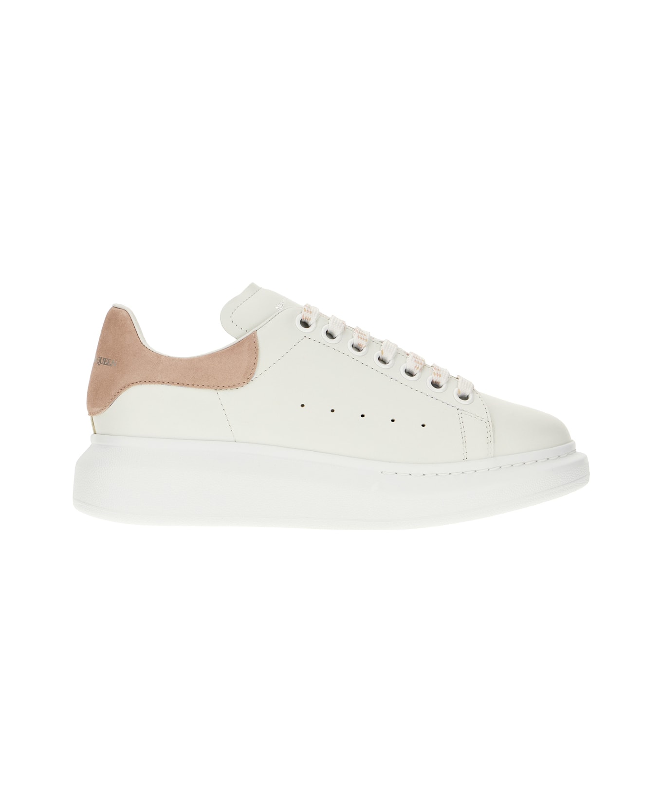 Alexander McQueen White Leather Sneakers With Pink Suede Heel - WHITE PATCHOULI