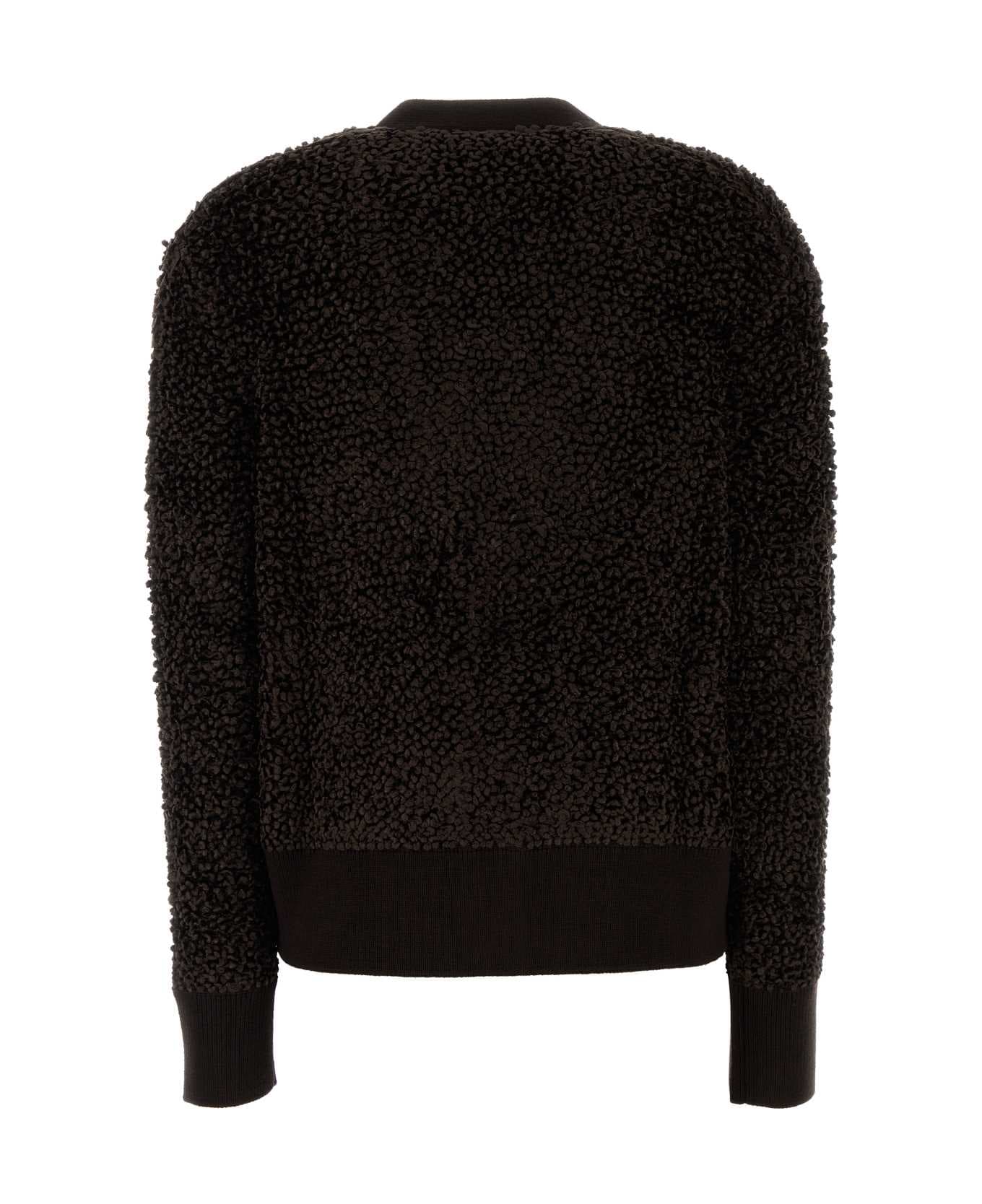 Ferragamo Dark Brown Boucle Cardigan - DARKEXPRESSO