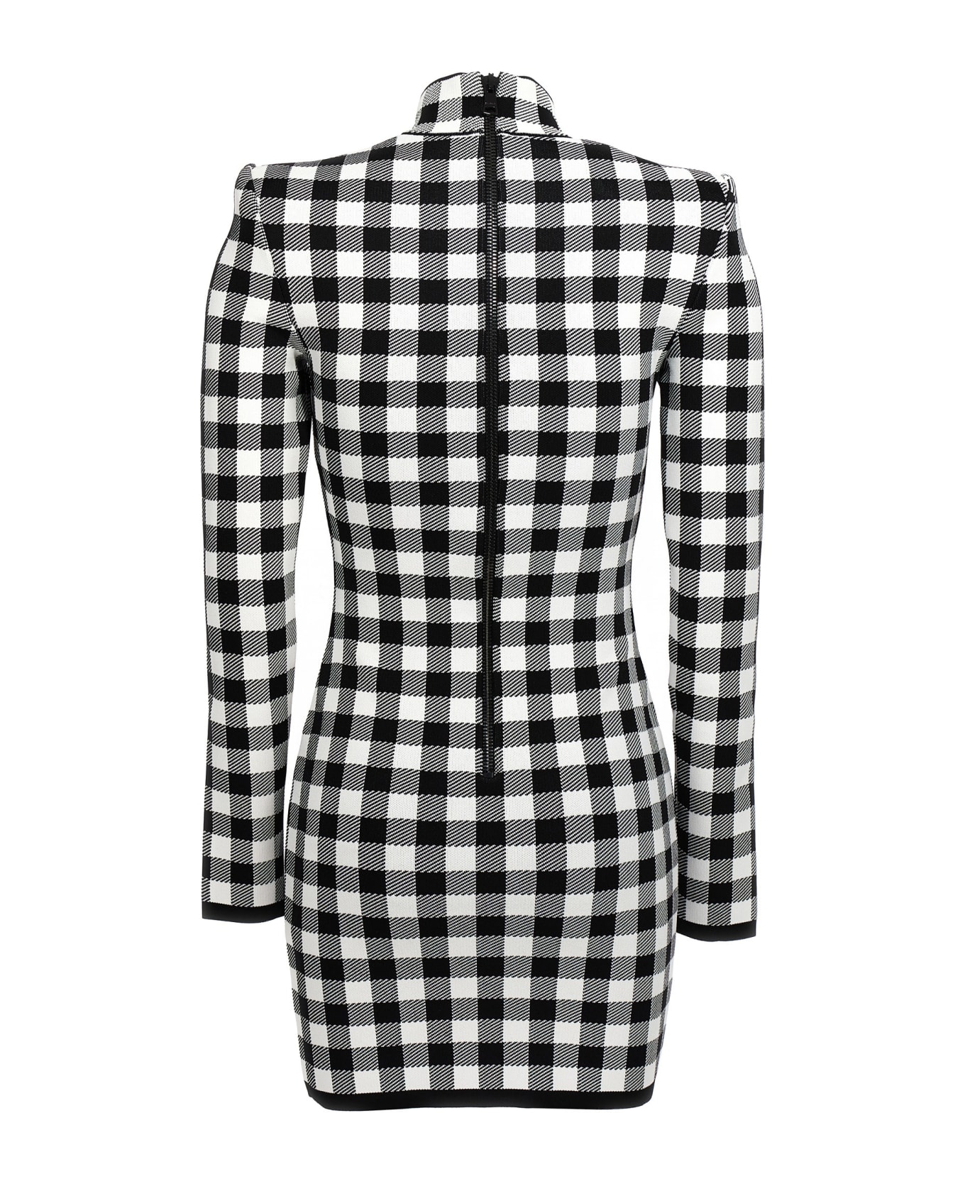 Balmain Vichy Knit Dress - White/Black コート