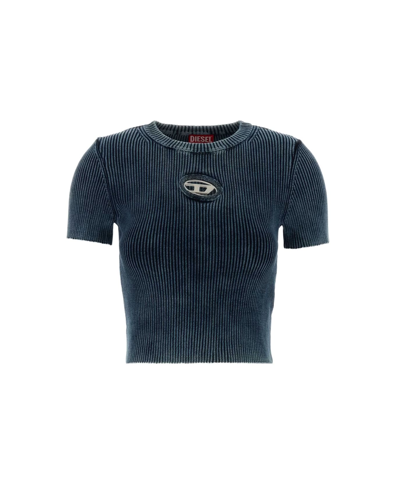 Diesel Logo Cotton T-shirt - Clear Blue