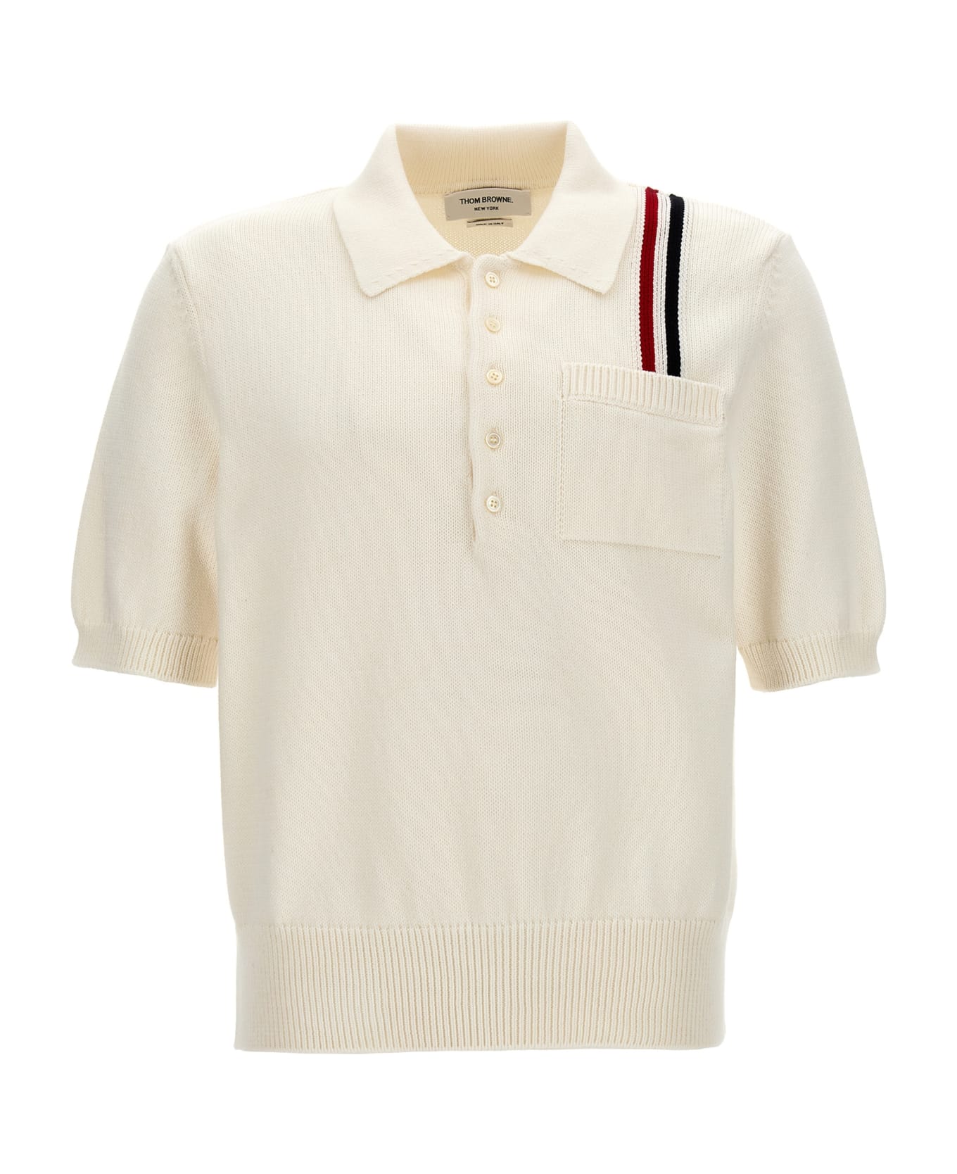 Thom Browne 'jersey Stitch' Polo Shirt - White