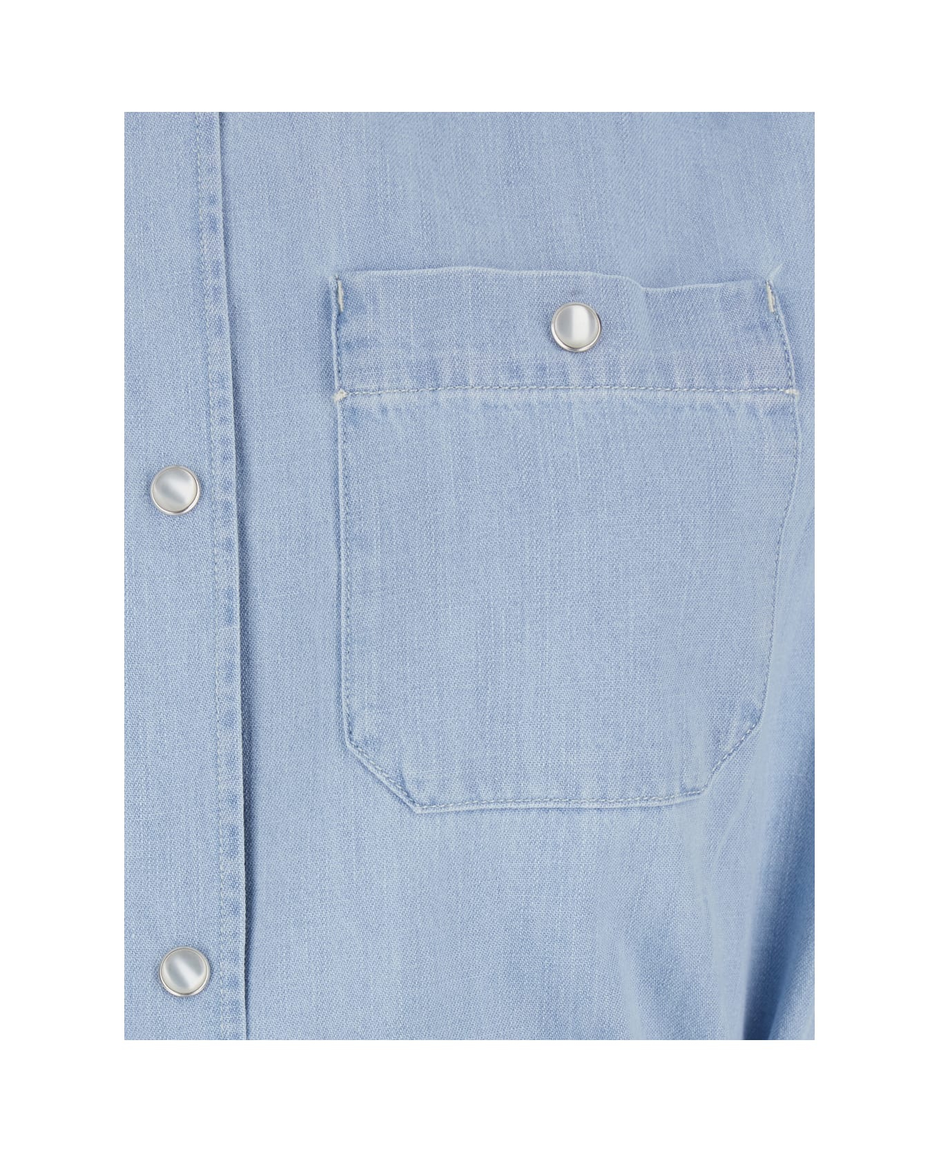 A.P.C. 
suzanne
 Light Blue Dress With Patch Pockets On The Chest And Waist Belt In Cotton Woman - Gnawed Blue