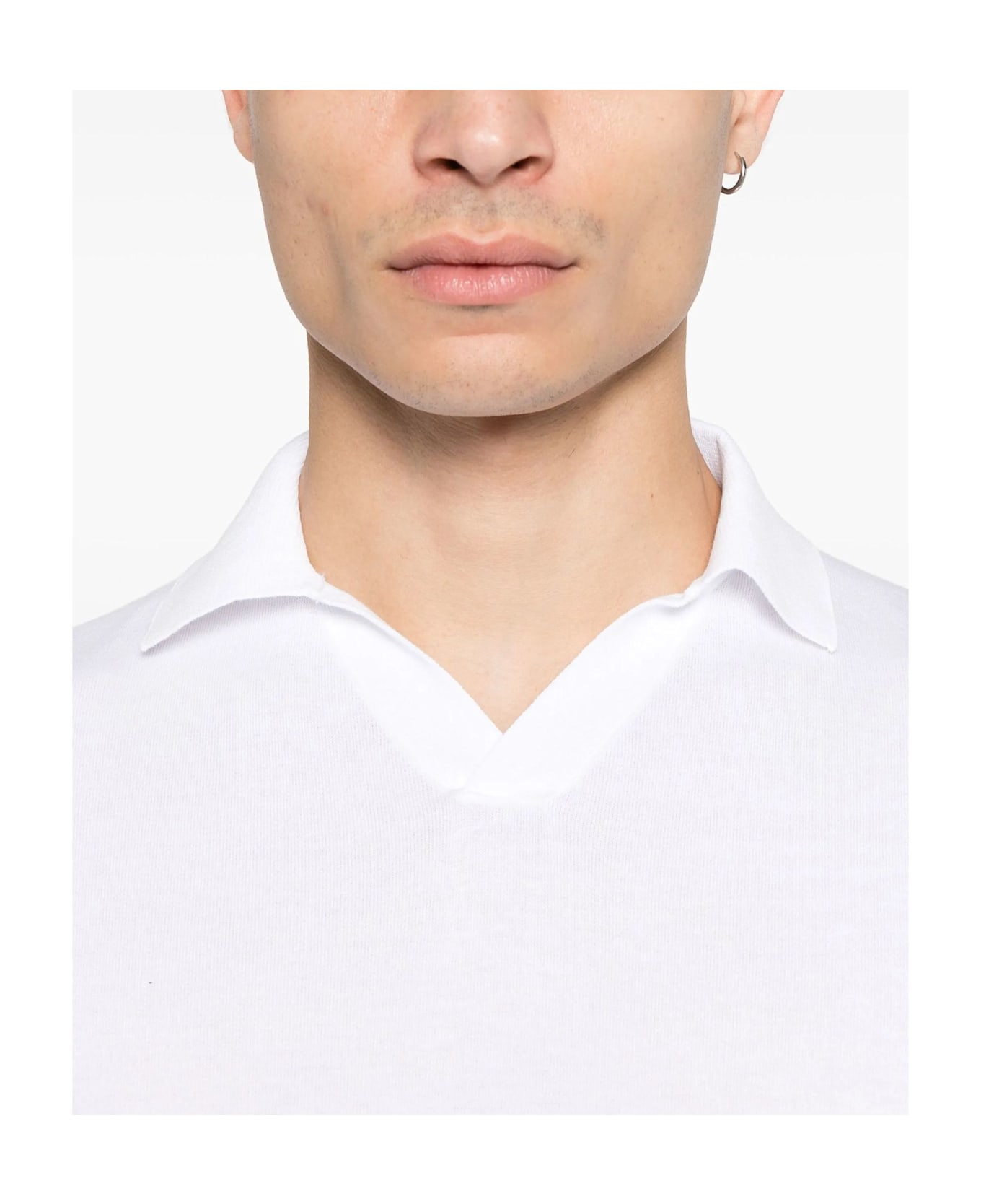Fedeli White Cotton Polo Shirt - WHITE