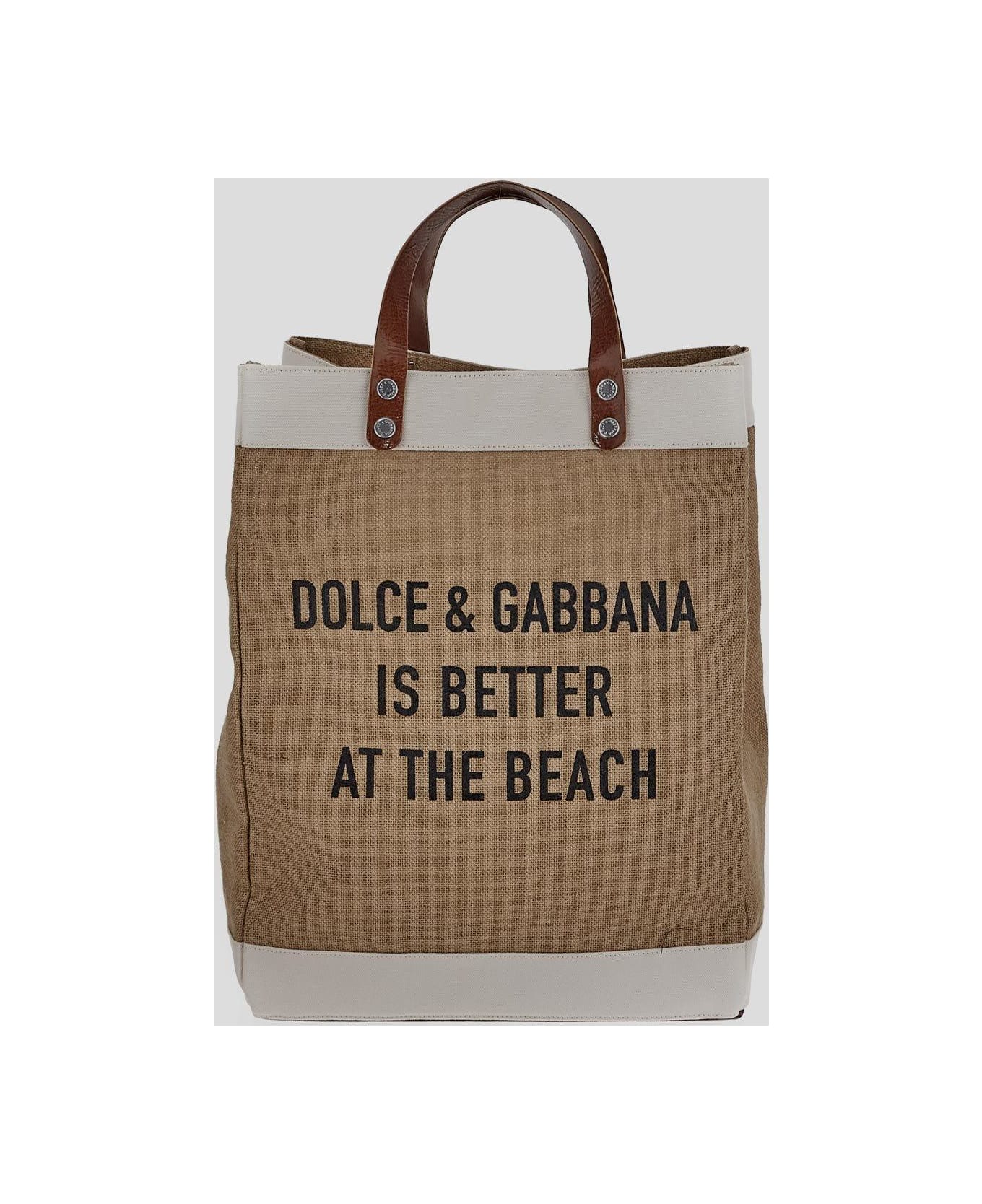 Dolce & Gabbana Logo-printed Open Top Tote Bag - BEIGE トートバッグ