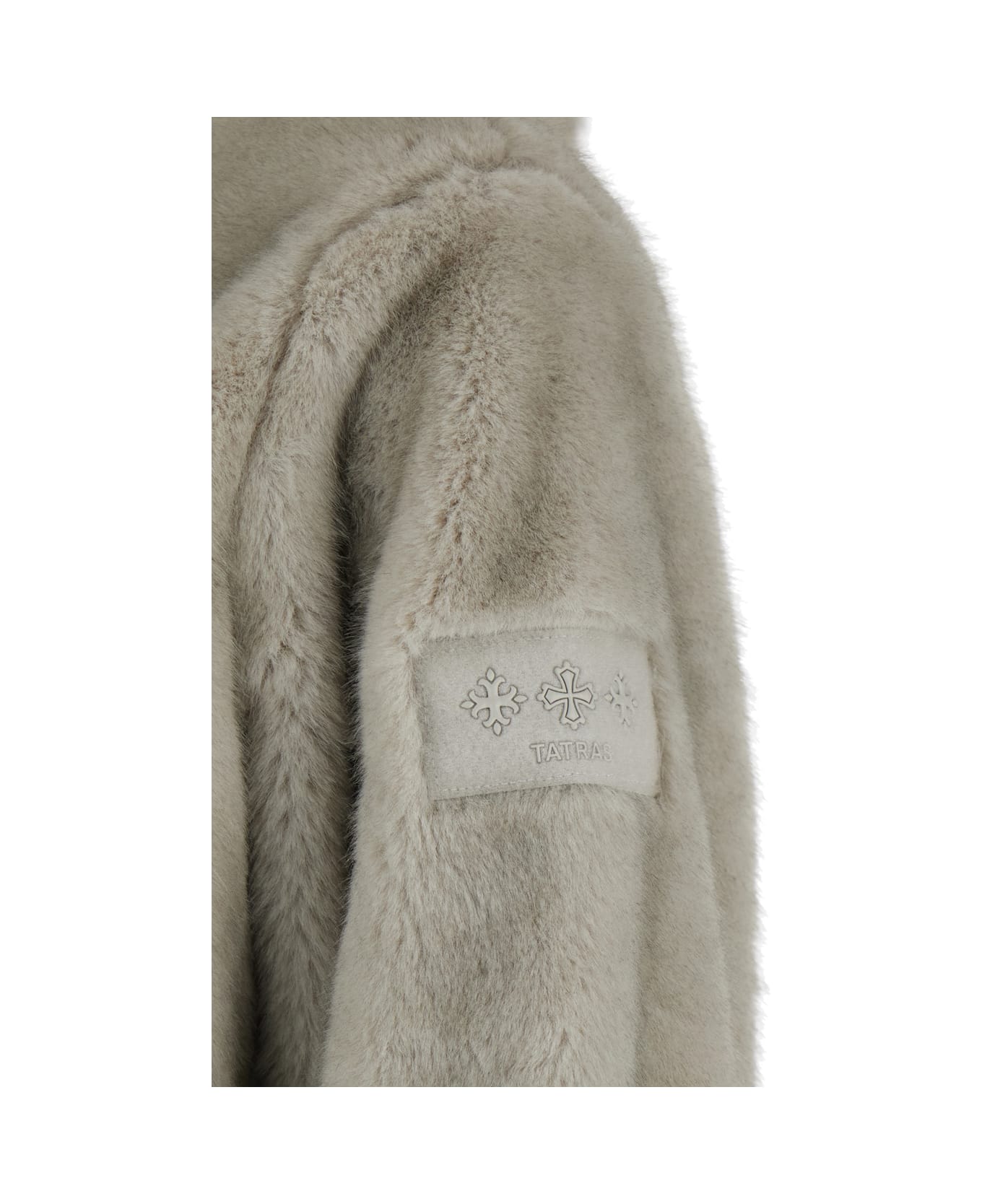 TATRAS 
arabis
 Grey Jacket With Fixed Hood And Logo Patch On The Sleeve In Faux Fur Woman - Grey