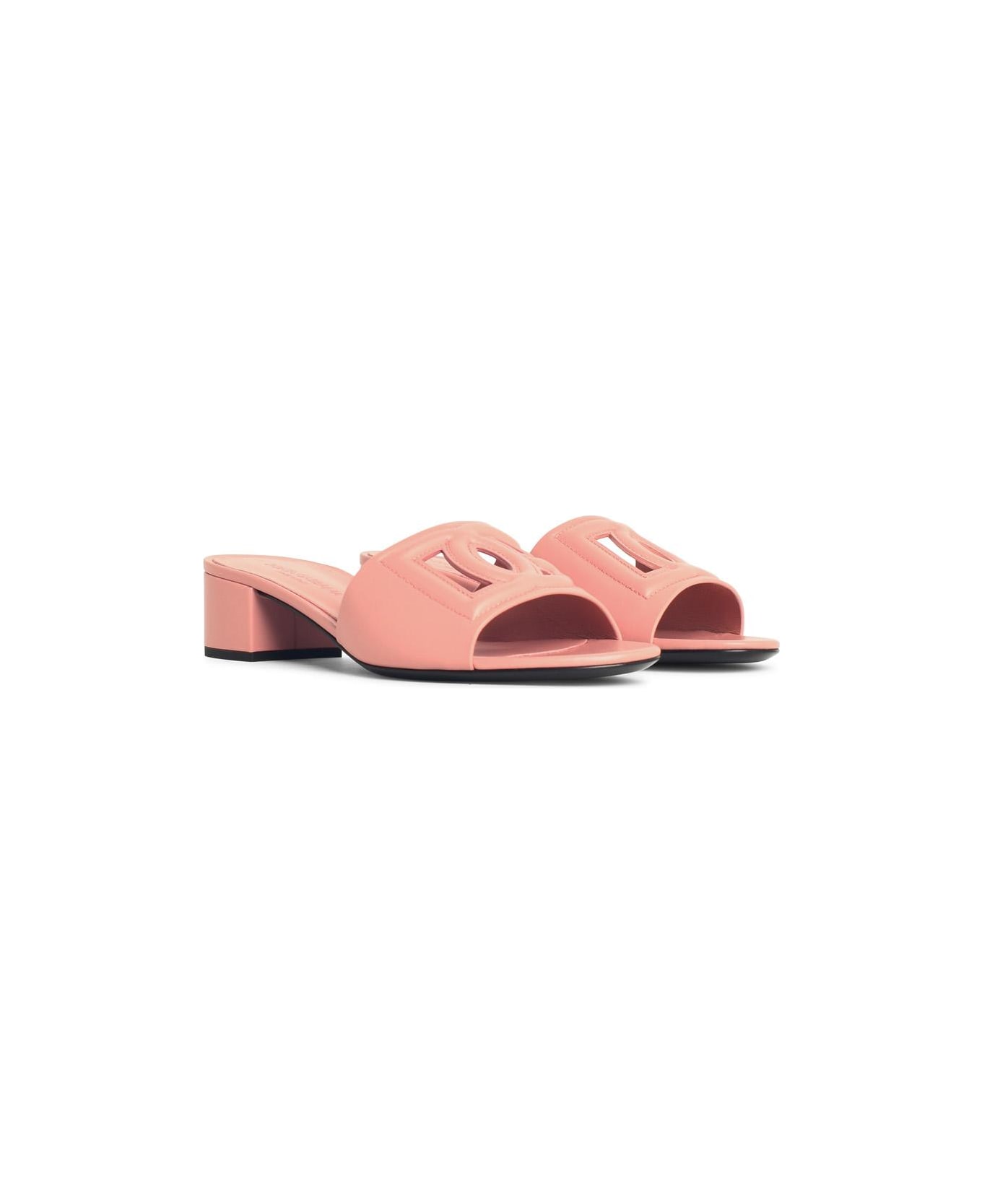 Dolce 
Gabbana Pink Leather Slippers - PINK