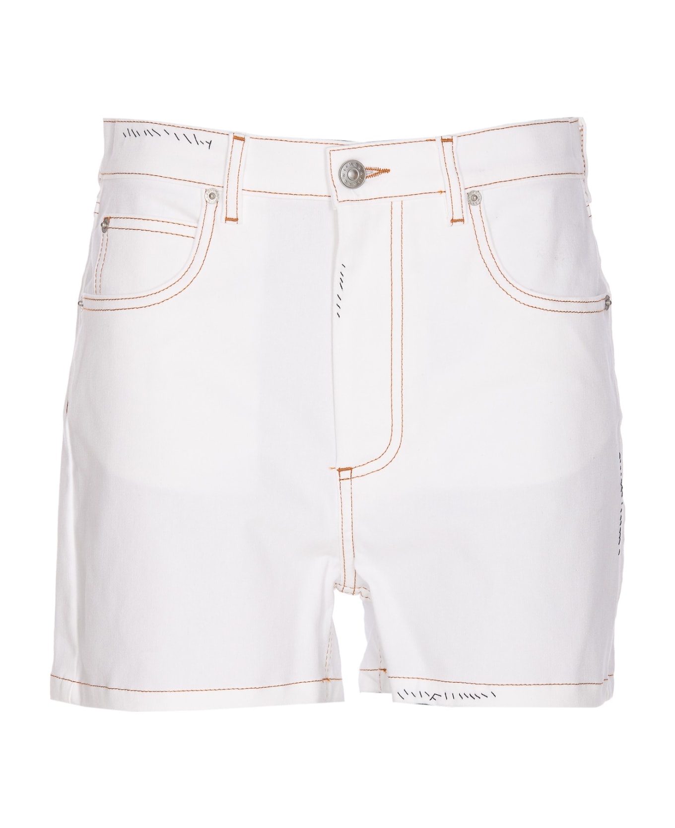 Marni White Denim Shorts With Flower Appliqué - White ショートパンツ
