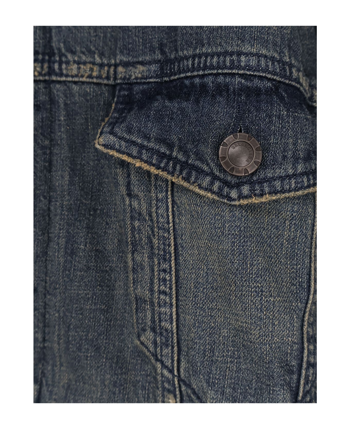 Balenciaga Layered Cotton Denim Jacket - Blue