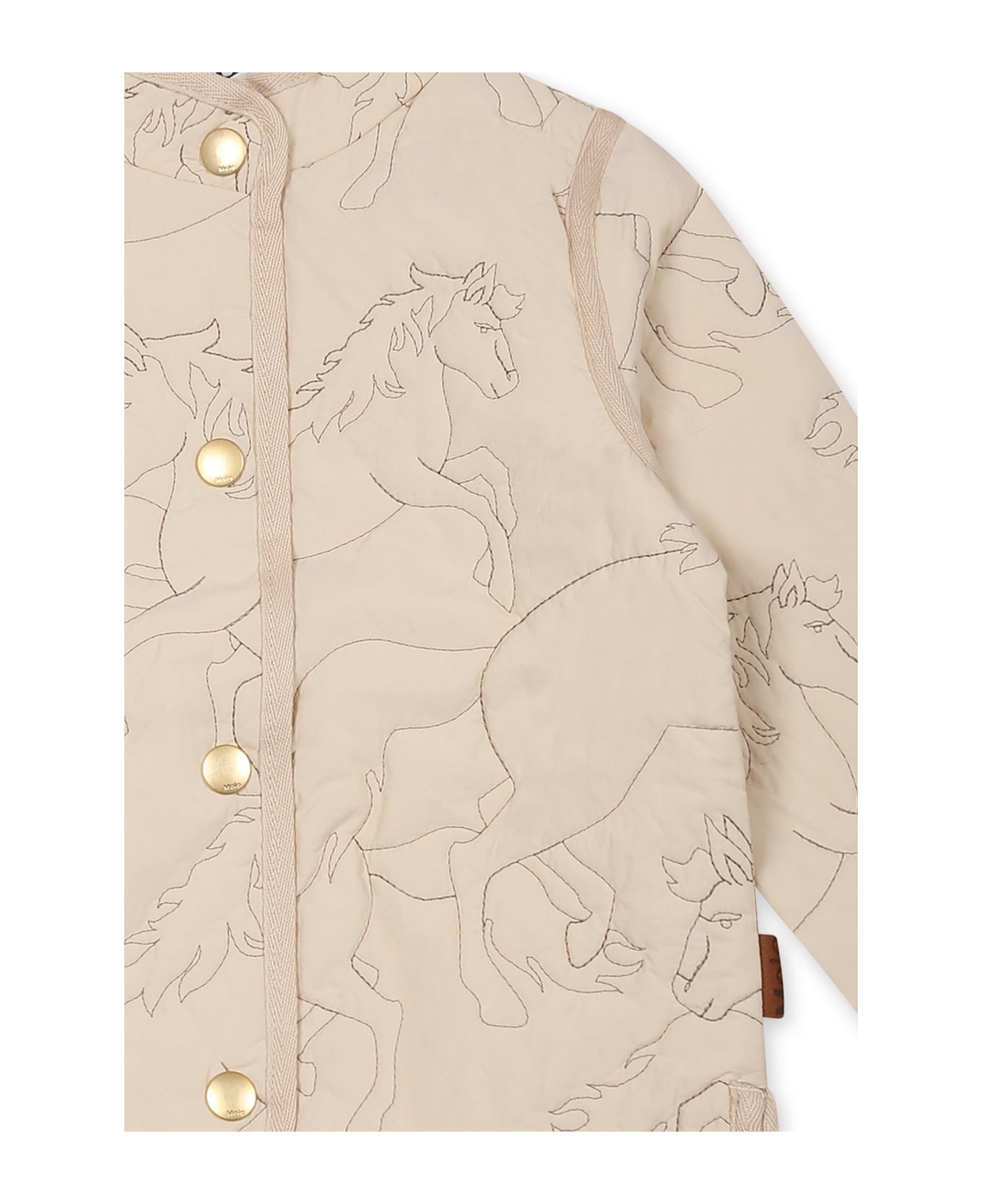 Molo Ivory Down Jacket For Baby Girl With Horses - Ivory