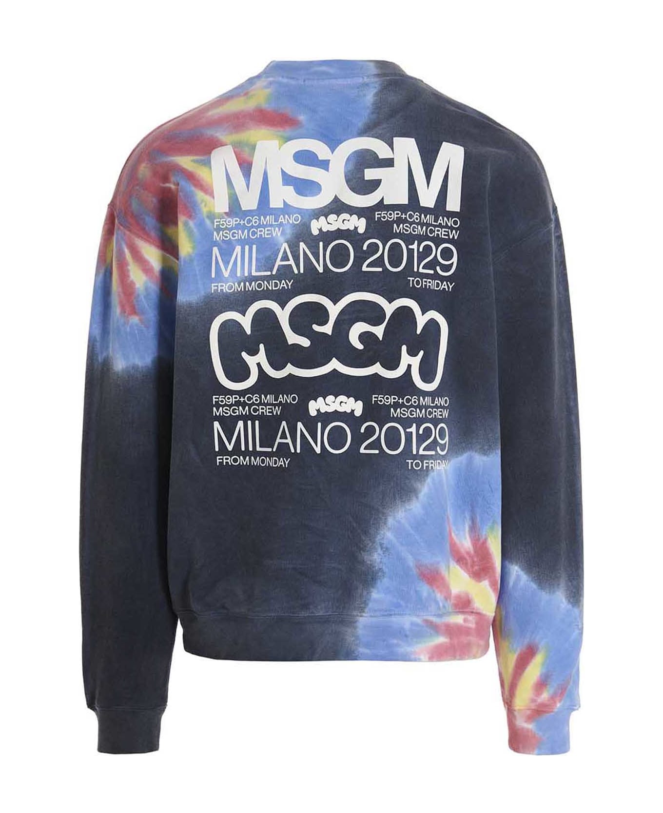 MSGM Logo Print Tie Dye Sweatshirt By Burro Studio - Multicolor フリース
