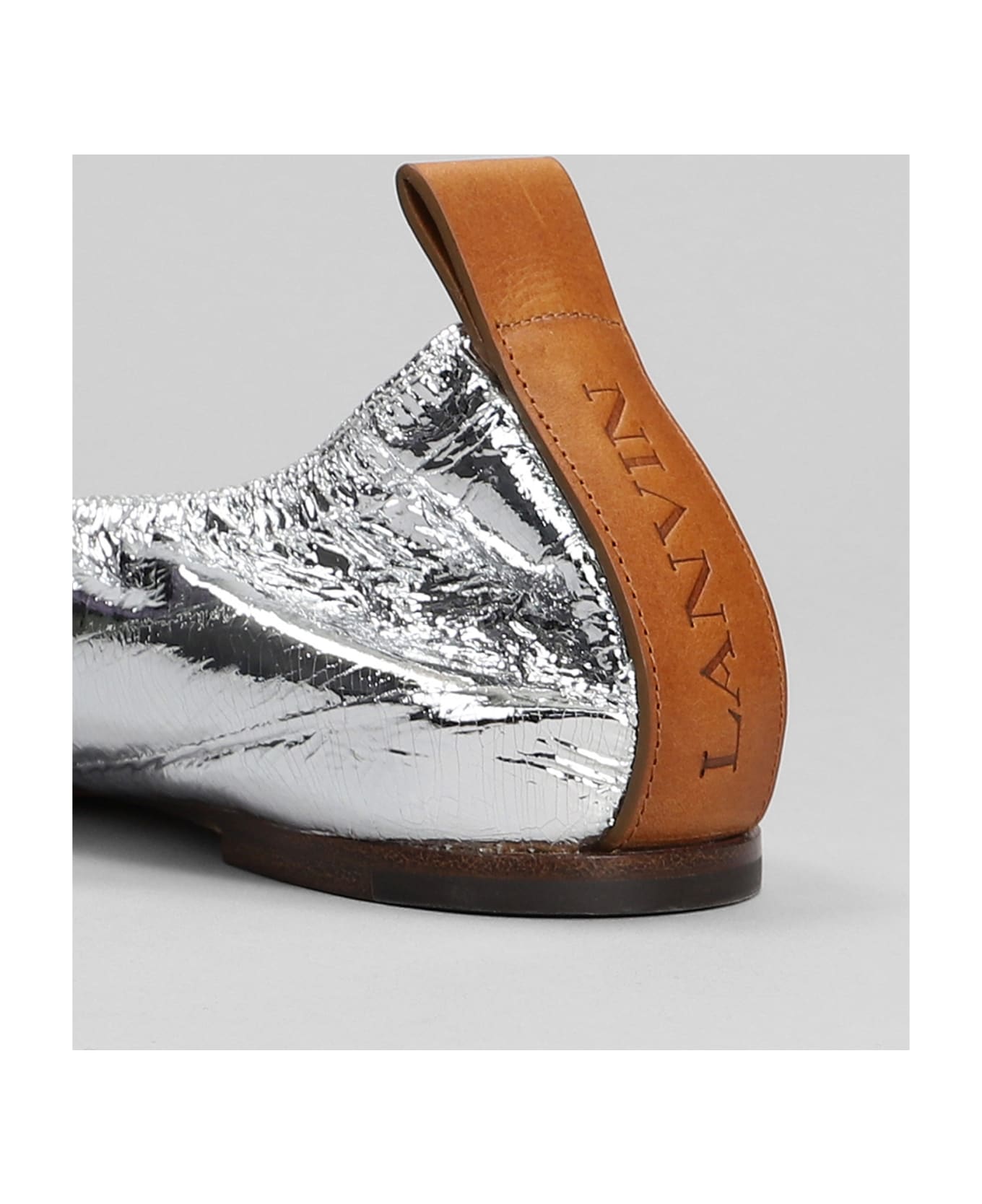 Lanvin Ballet Flats In Silver Leather - Silver フラットシューズ