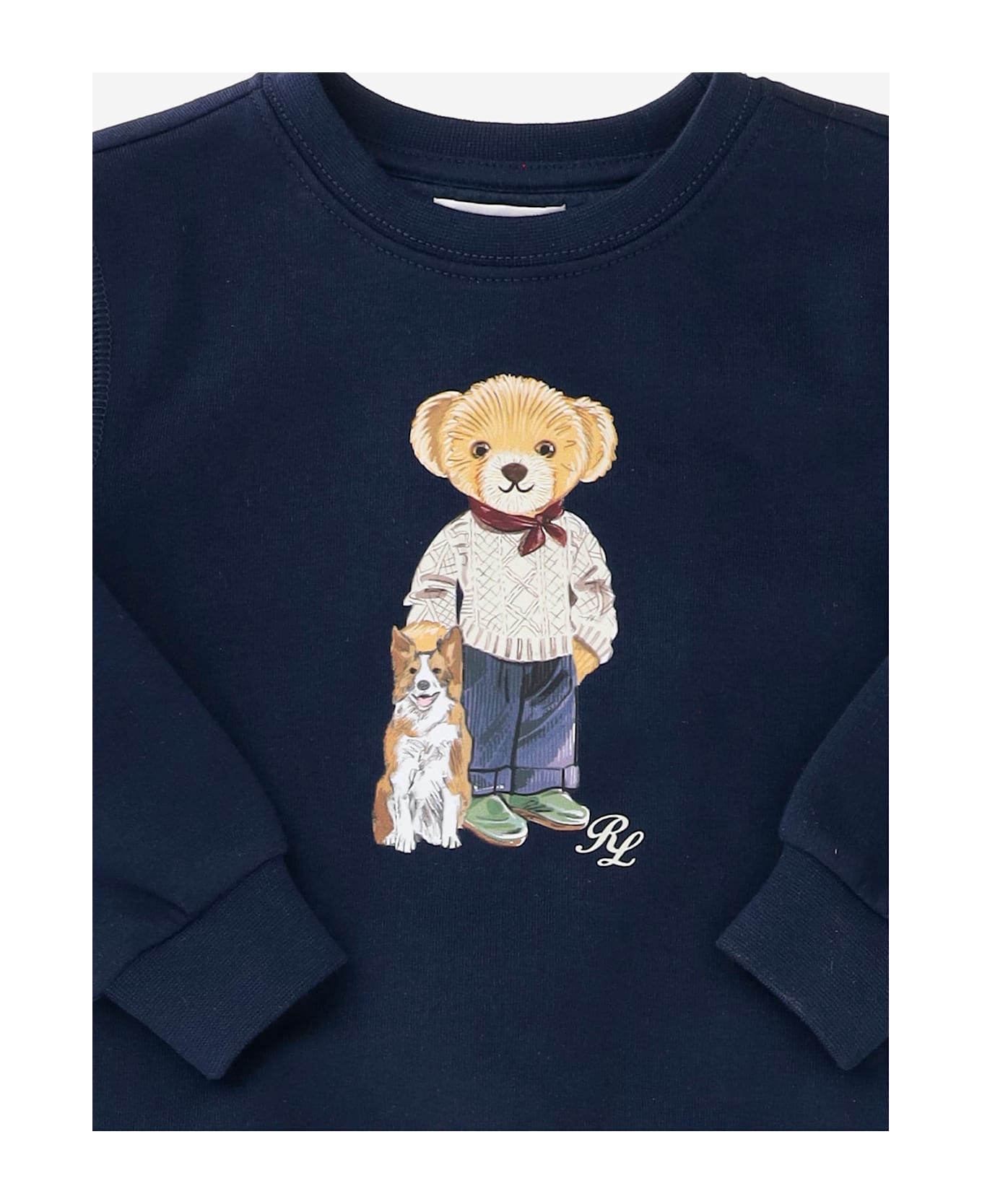 Ralph Lauren Cotton Blend Sweatshirt With Polo Bear Pattern - Blu