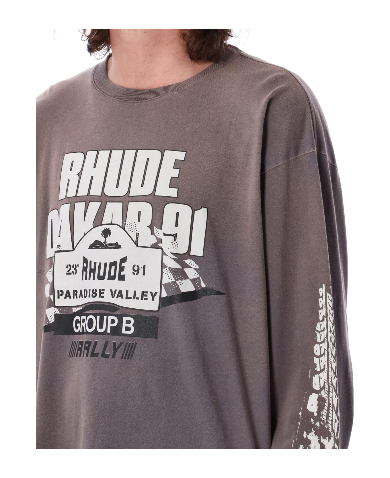 Rhude Dakar 91 Long-sleeved T-shirt - VINTAGE GREY