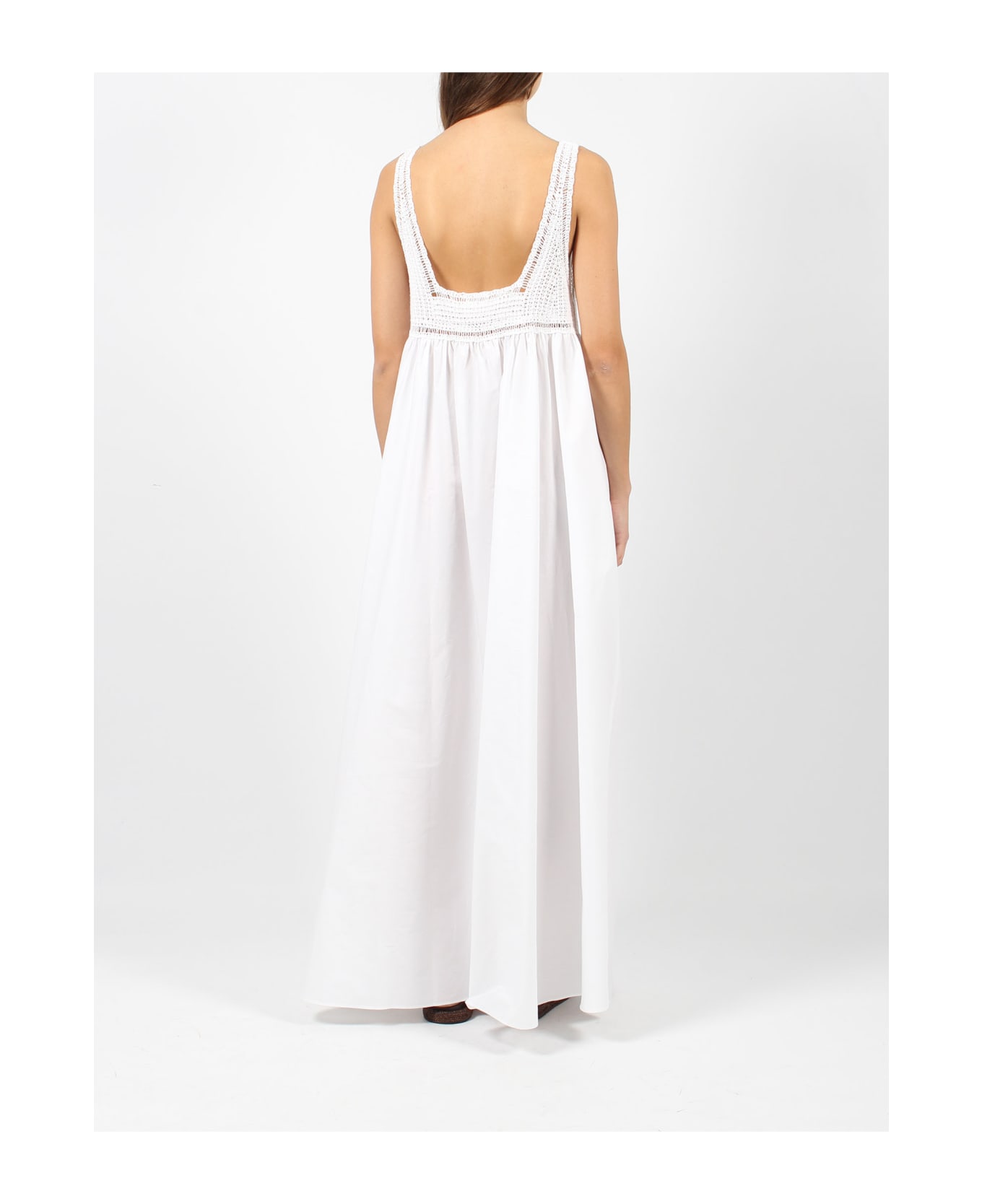 Parosh Crochet Embroidery Maxi Dress - White ワンピース＆ドレス