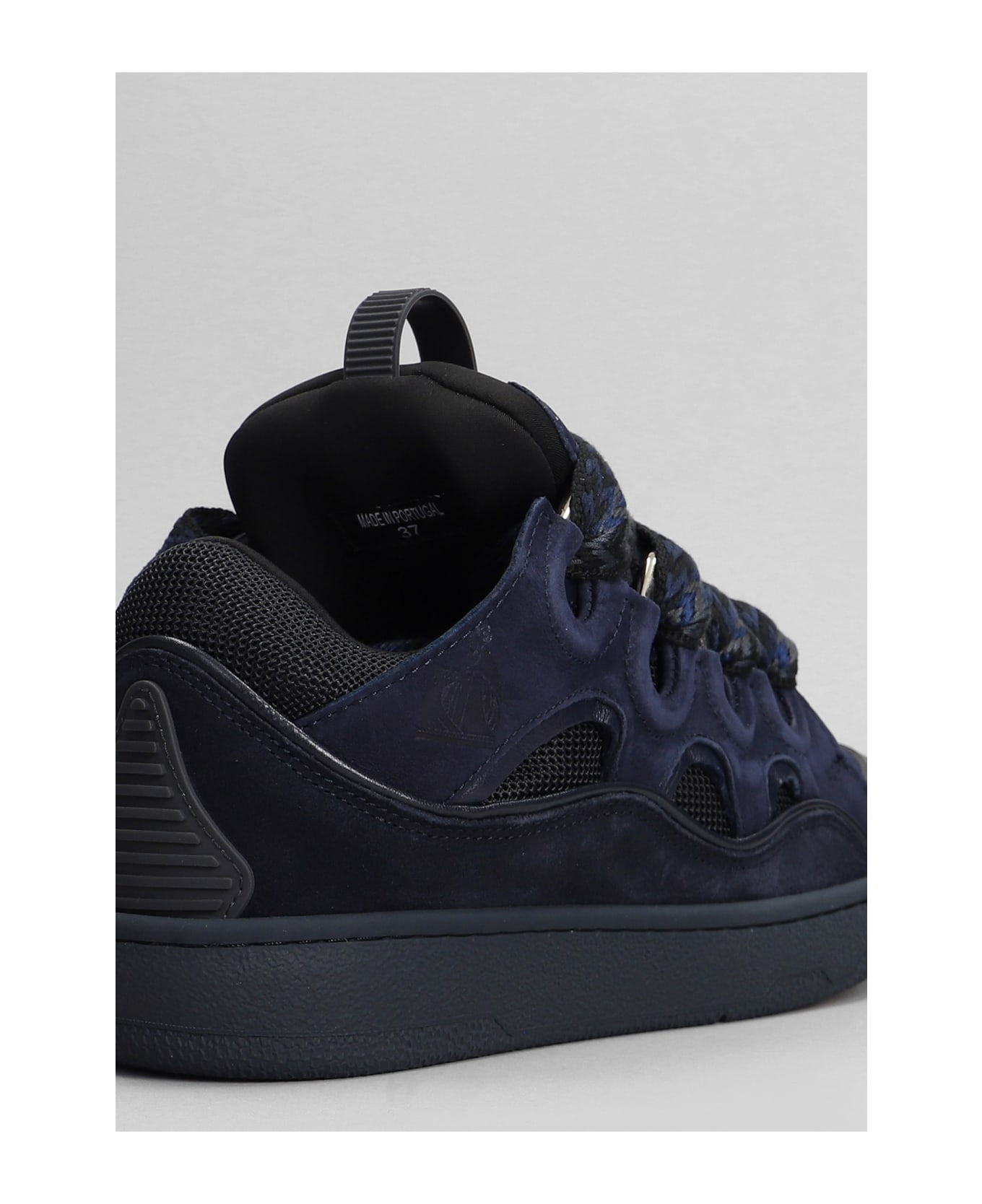 Lanvin Curb Sneakers In Blue Suede And Leather - blue スニーカー