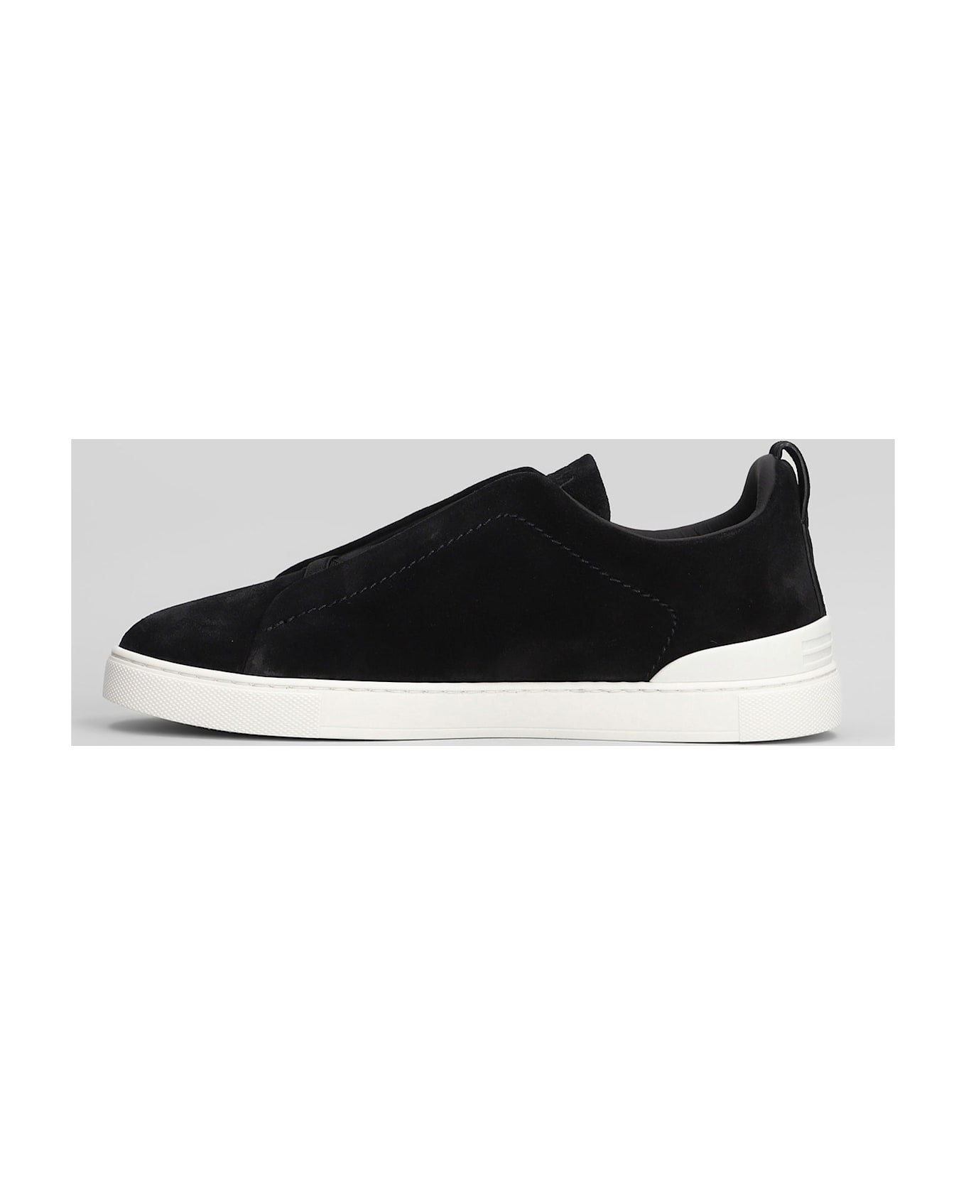 Zegna Triple Stitch Sneakers In Black Suede - black