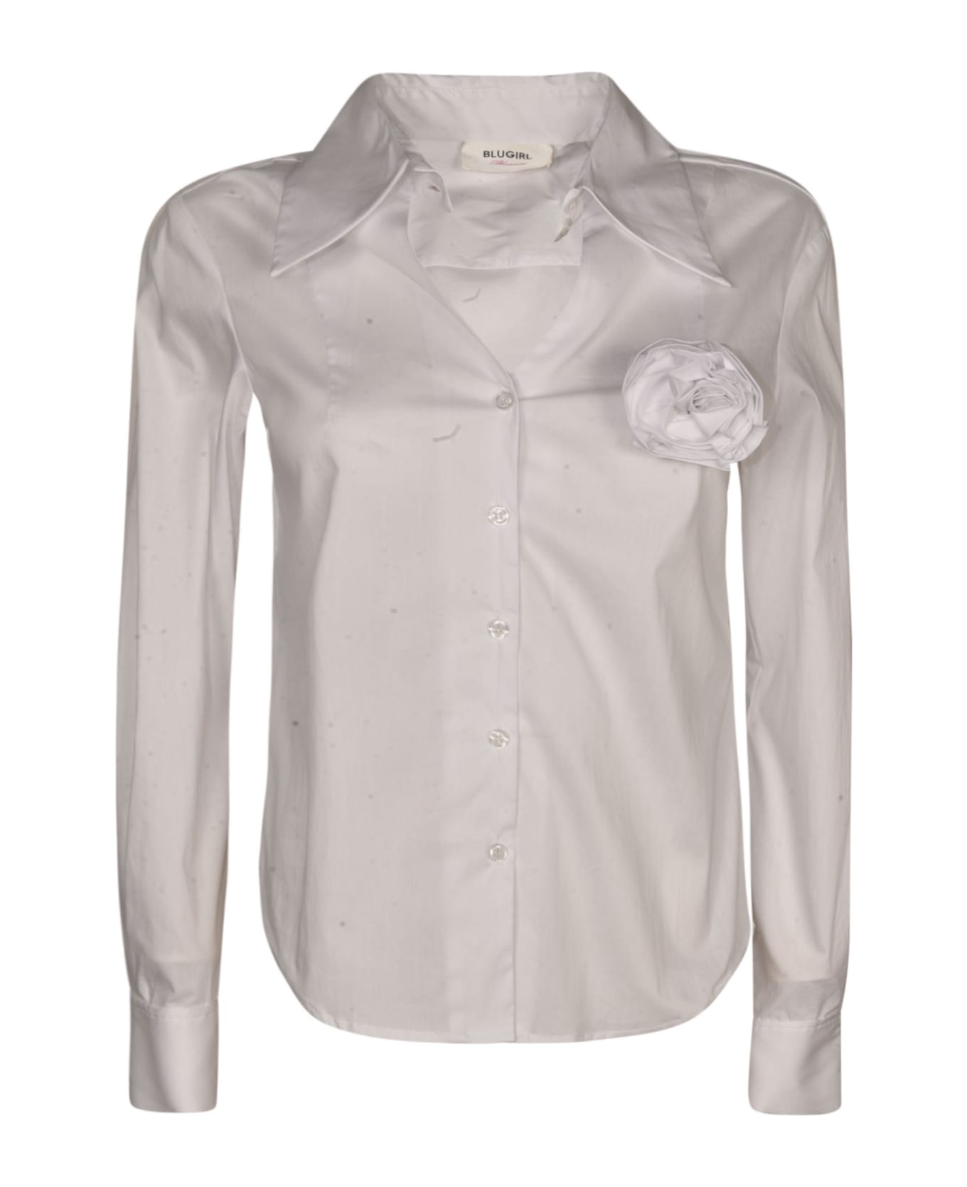 Blugirl Rose Applique Round Hem Shirt - White シャツ