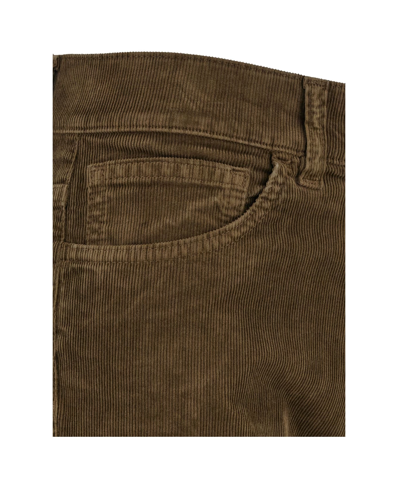 The Seafarer Brown Five-pocket Jeans In Courduroy Woman - Green