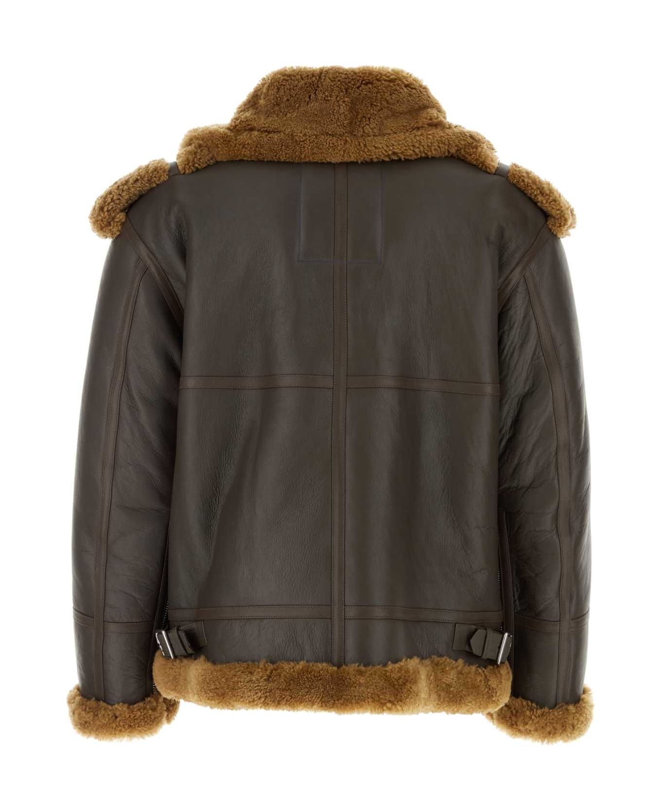 Burberry Dark Brown Leather Jacket - OTTER レザージャケット