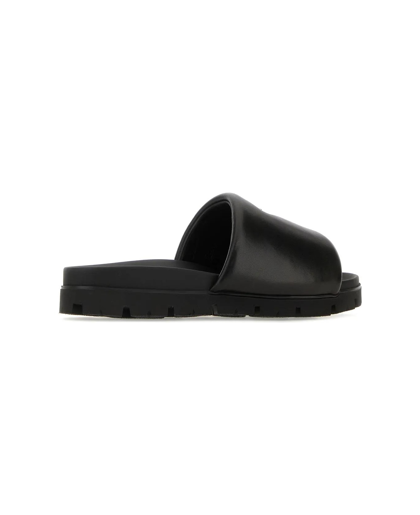 Prada Black Nappa Leather Slippers - Nero