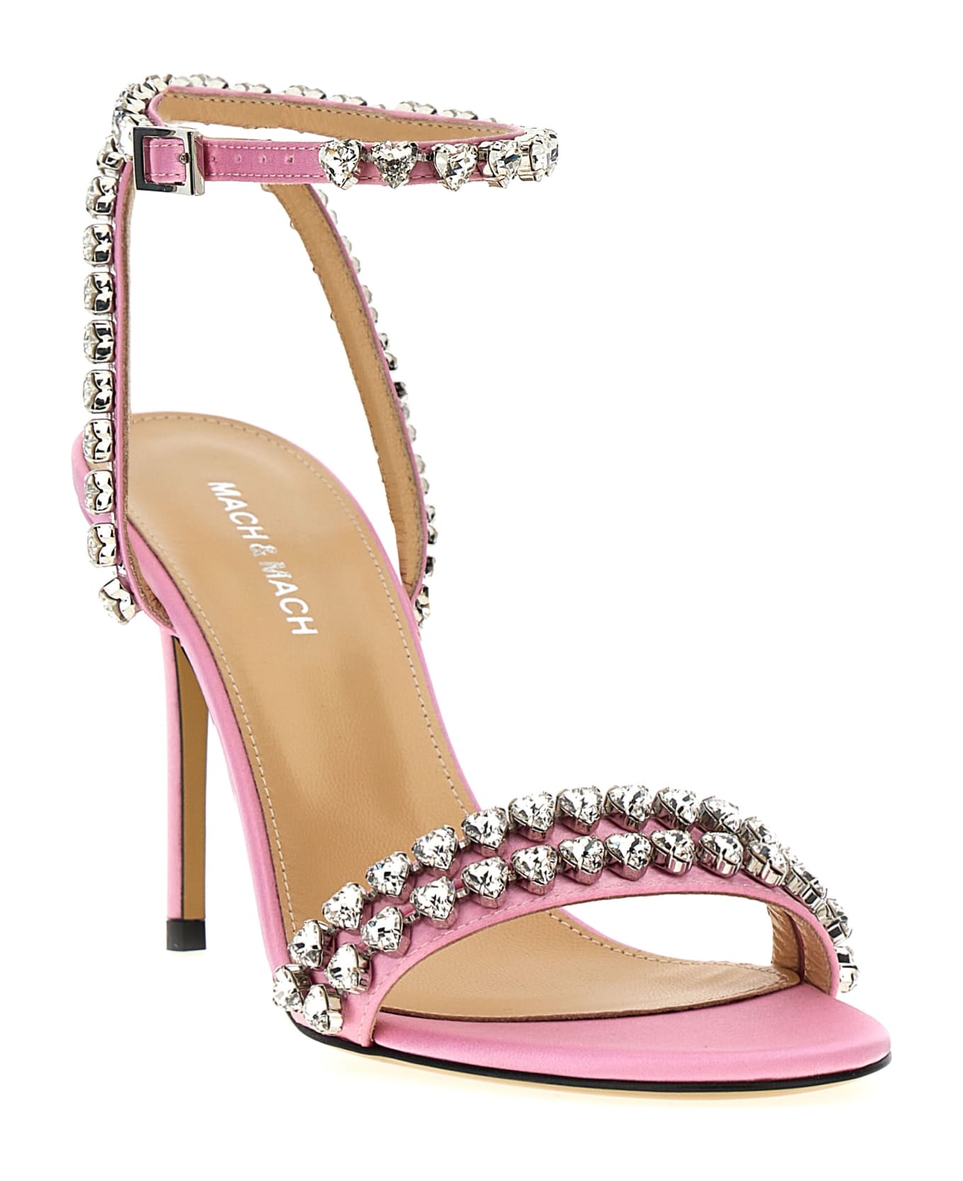 Mach & Mach 'audrey Crystal Round Toe Satin' Sandals - Pink