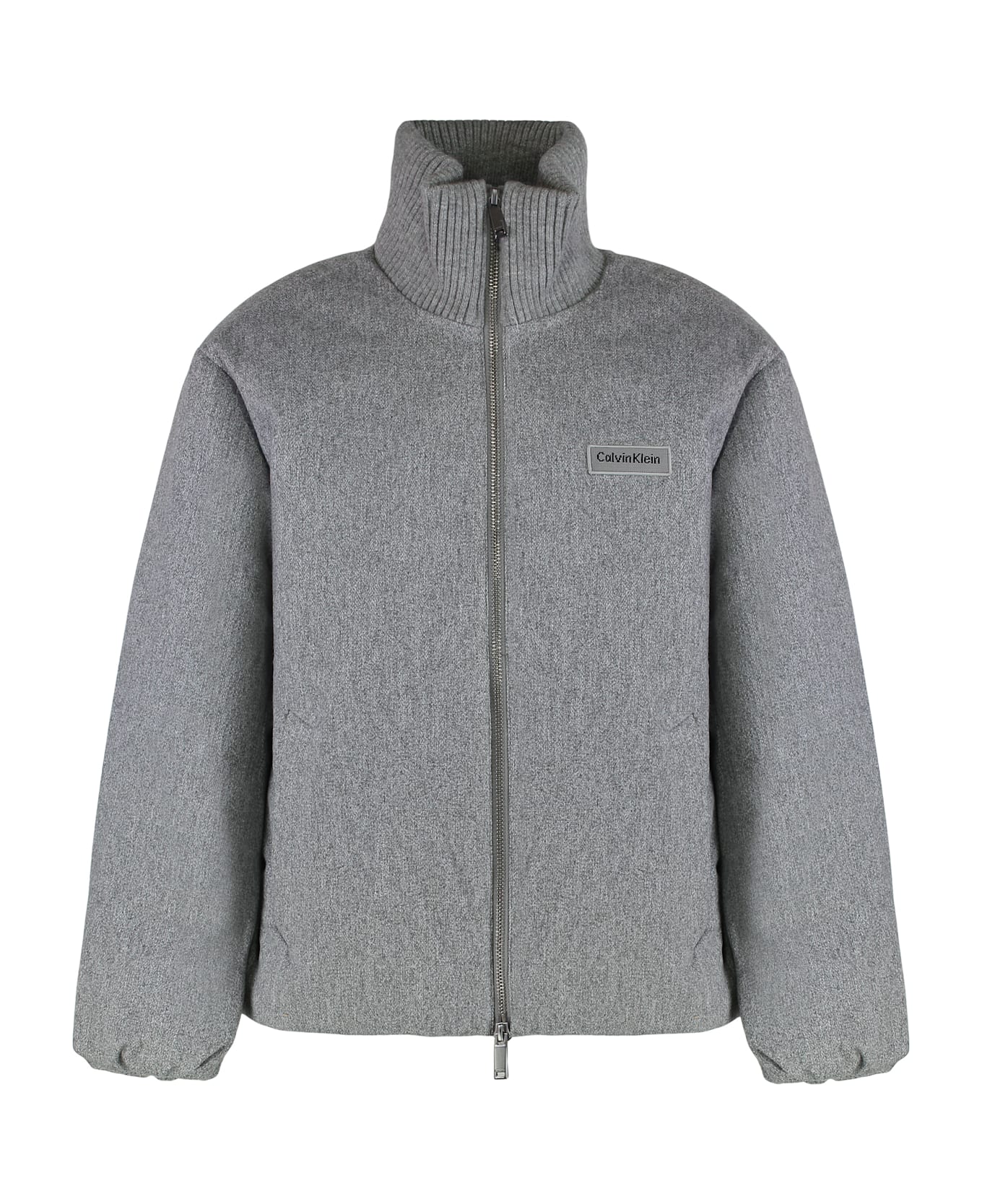 Calvin Klein Quilted Jacket In Mélange Fabric - Grey
