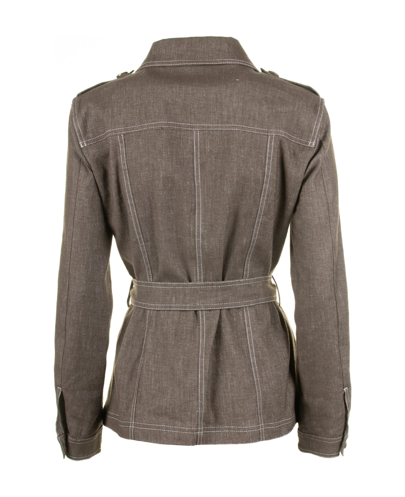 Marella Brown Jacket With Belt - MARRONE