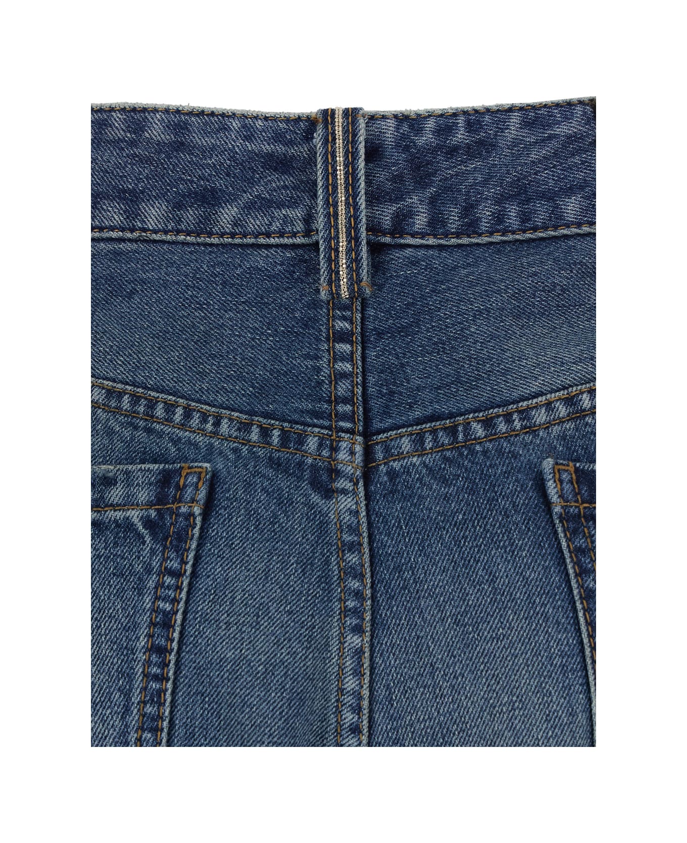 Brunello Cucinelli Blue Jeans With Logo Patch On The Rear And Monil Detail On The Loop In Denim Woman - Blu