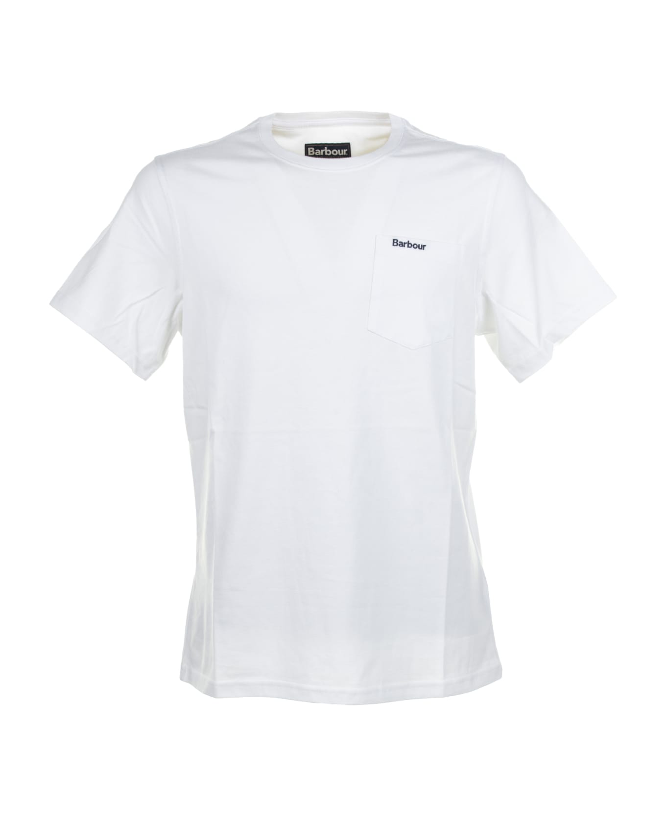 Barbour White T-shirt With Pocket And Logo - WHITE