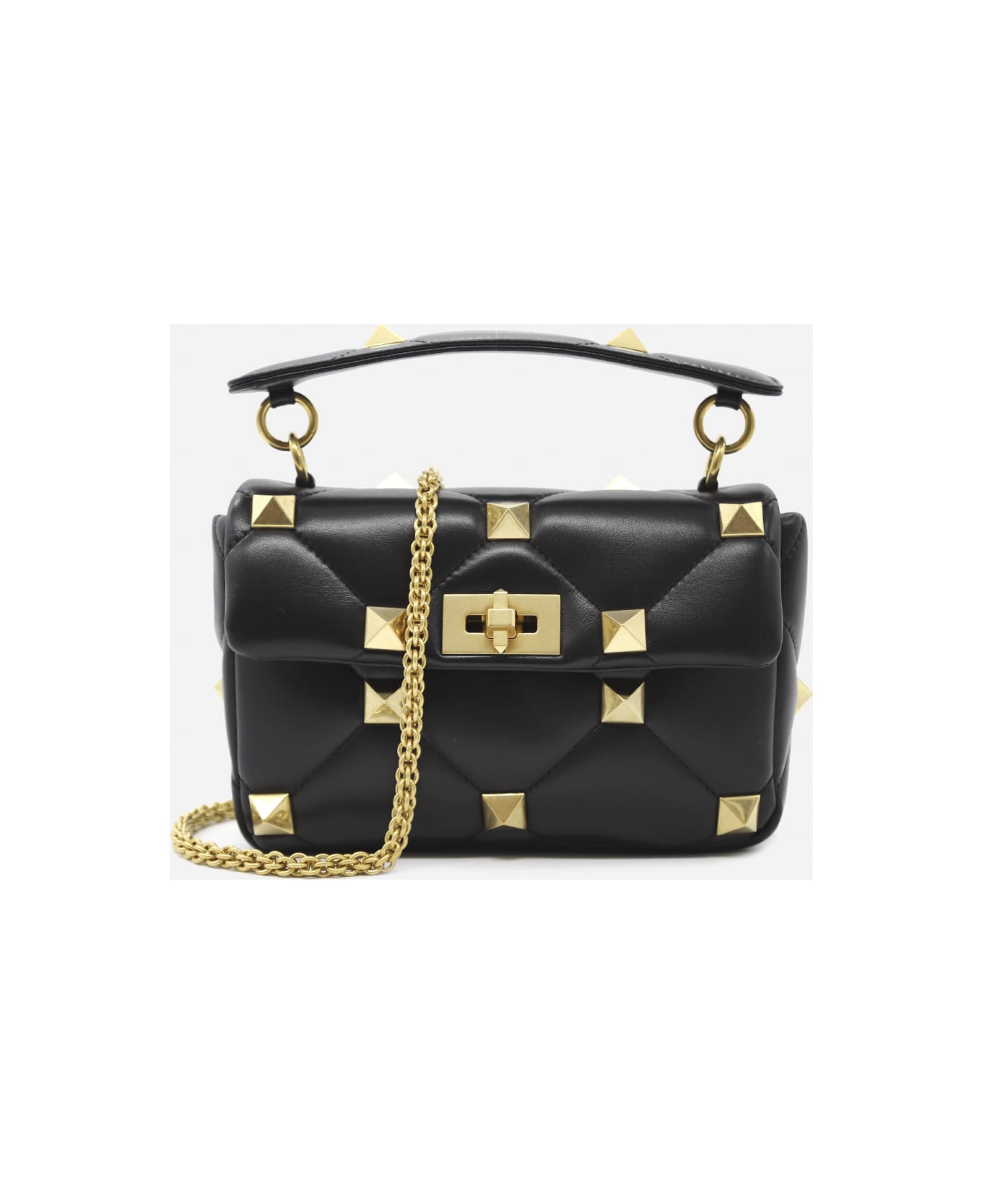 Valentino Garavani Medium Roman Stud The Shoulder Bag In Leather - Black