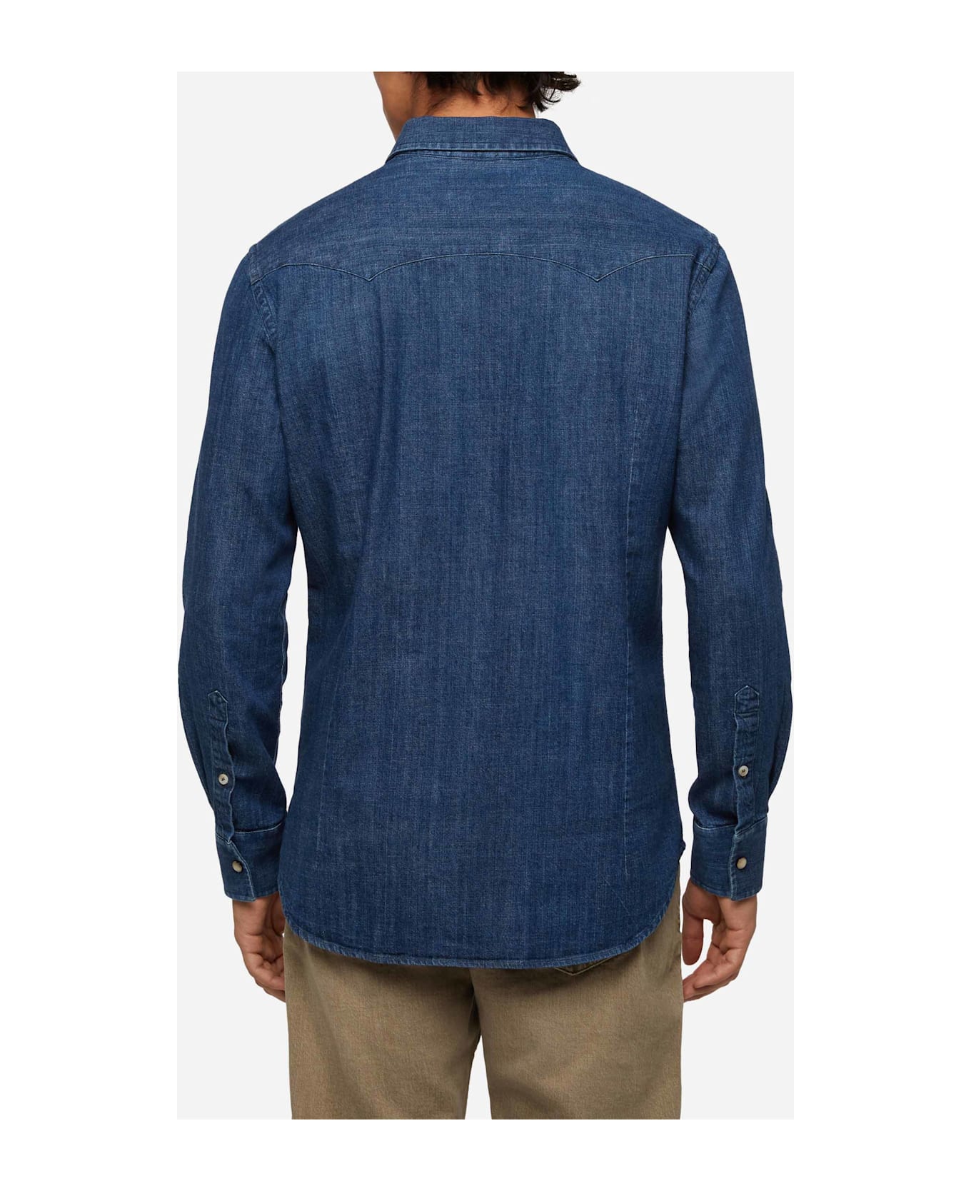 MC2 Saint Barth Denim Shirt Greg With Pied De Poul Patches - BLUE