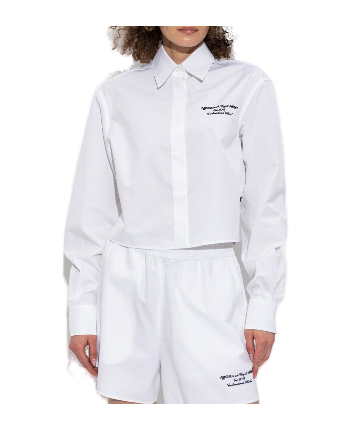 Off-White Poplin Boxy Long-sleeved Shirt - WHITE