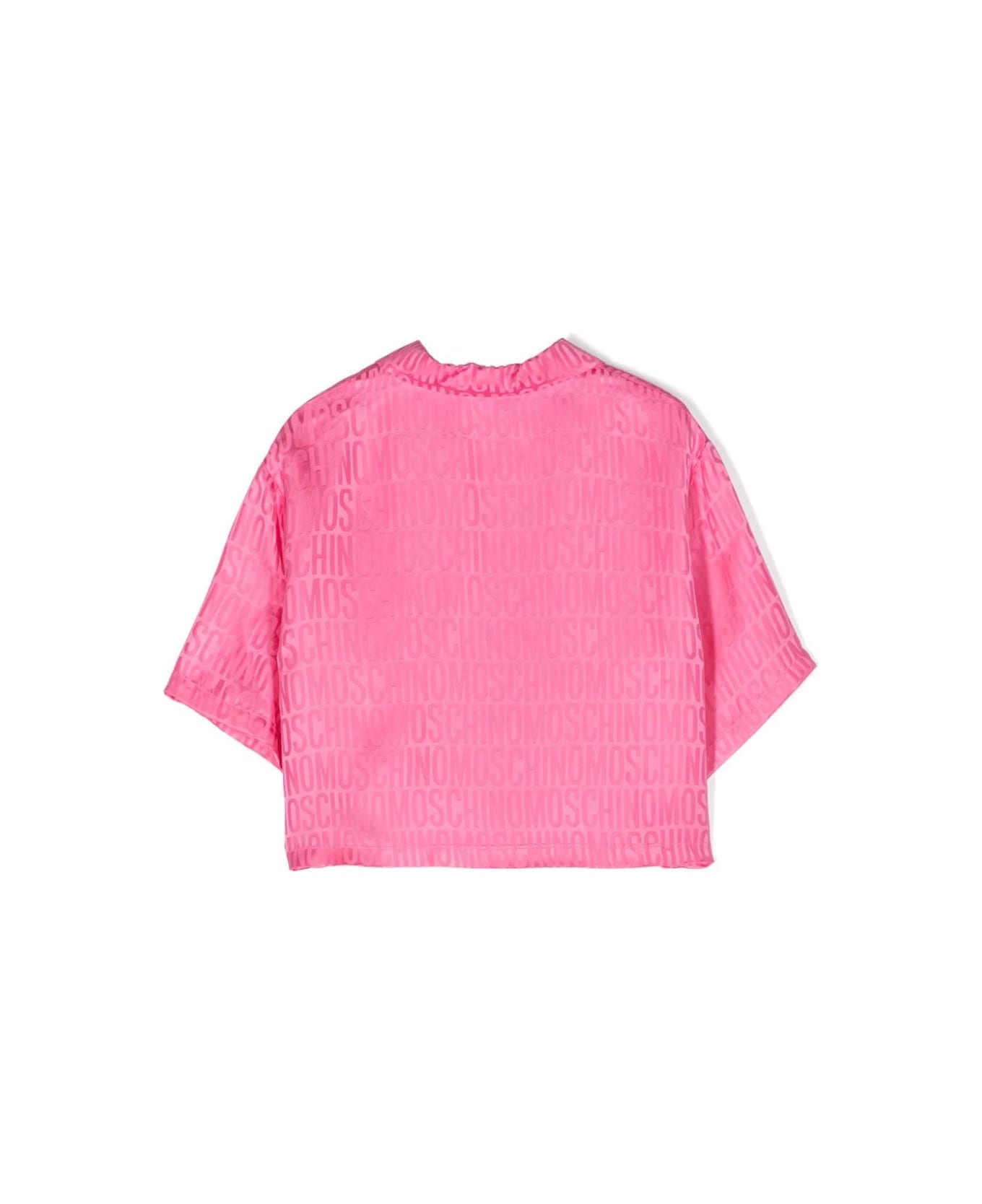 Moschino Pink Shirt With All-over Jacquard Logo - Pink