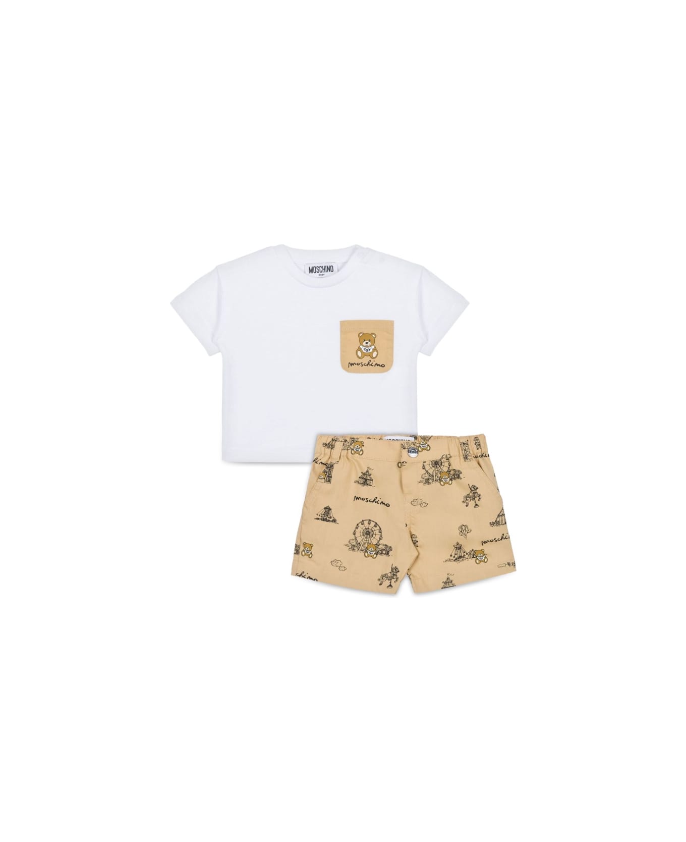 Moschino T-shirt And Shorts Set - BEIGE
