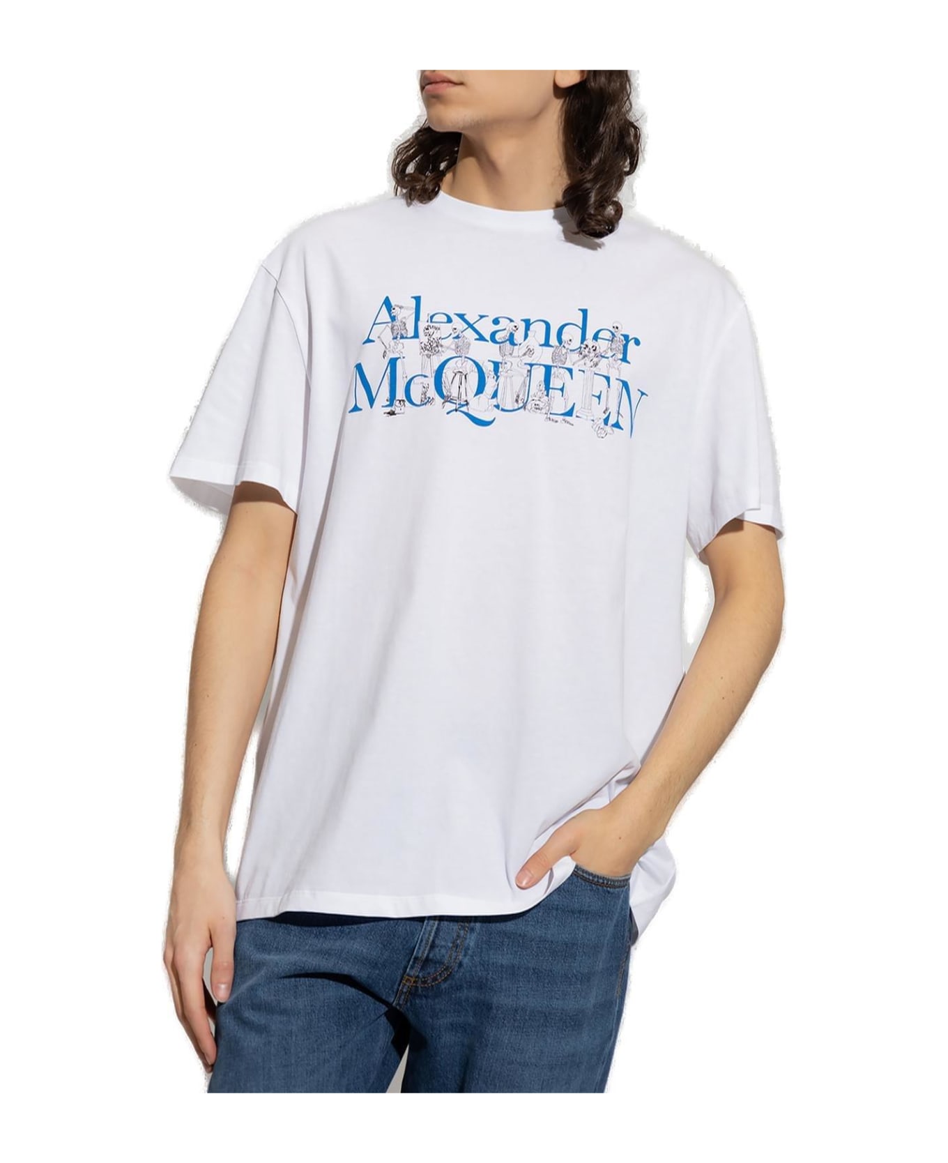 Alexander McQueen Logo Printed Crewneck T-shirt - WHITE/MIX