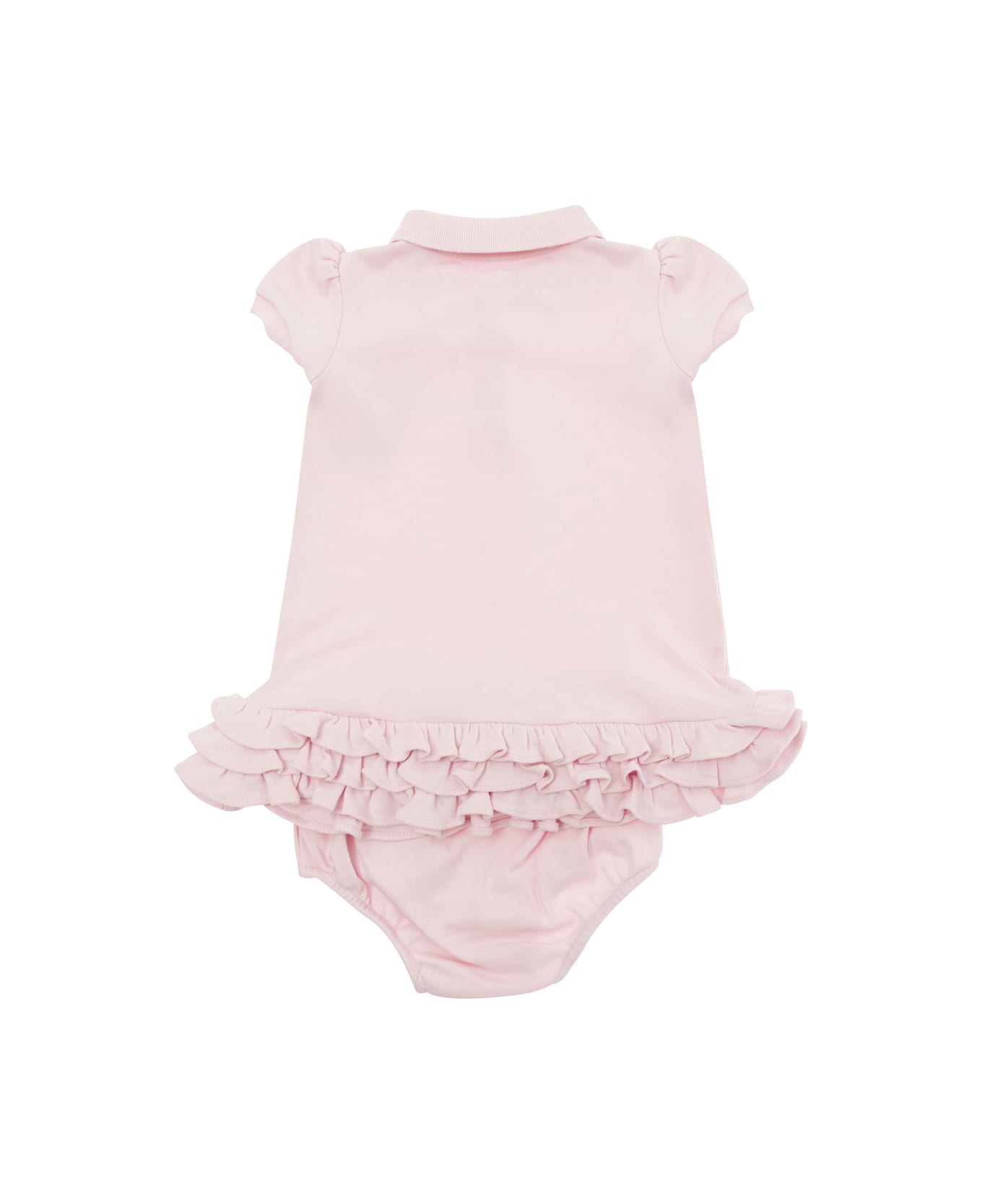Polo Ralph Lauren Pink Dress With Embroidered Pony In Cotton Baby - Pink
