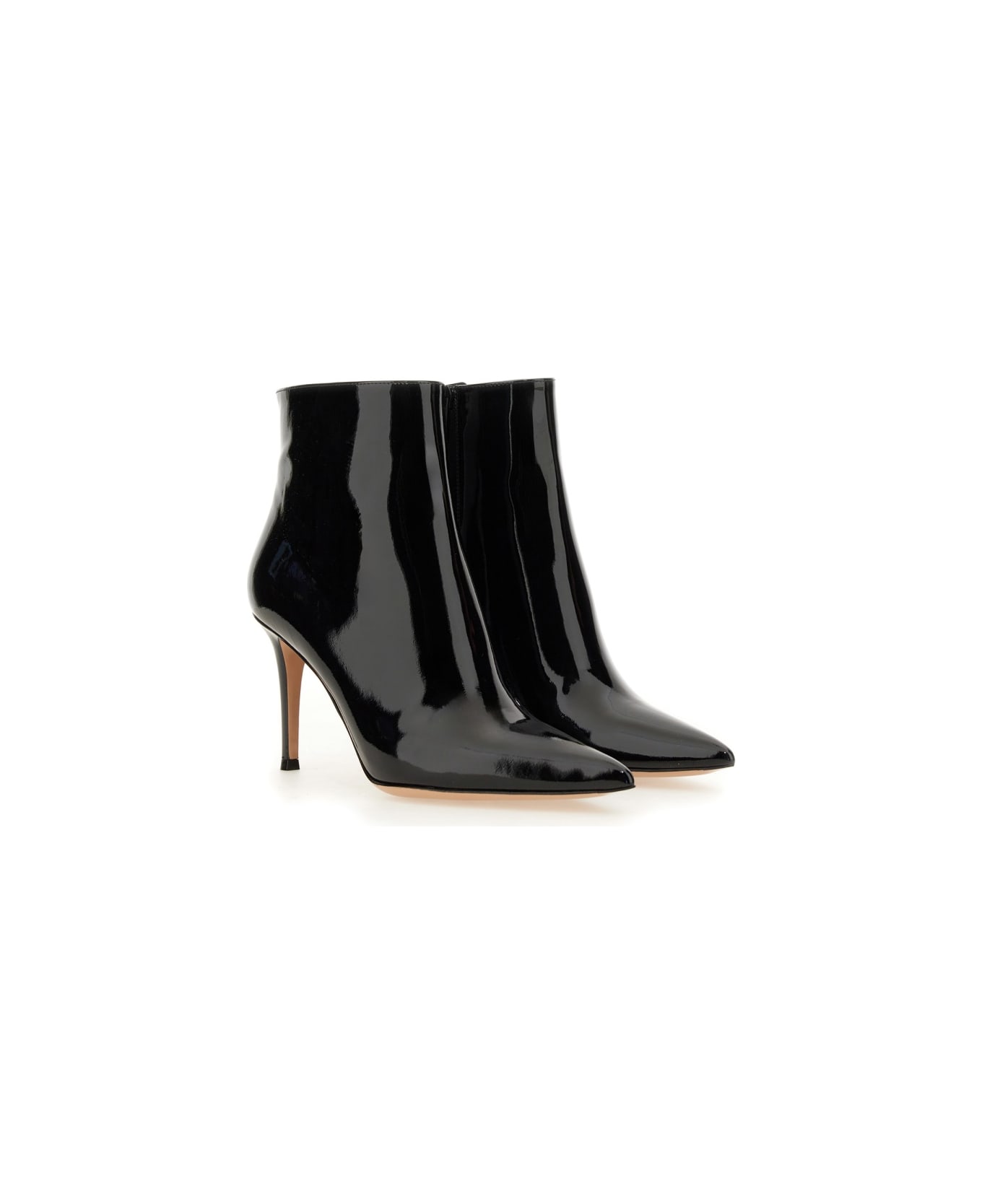 Gianvito Rossi Patent Leather Ankle Boot - BLACK